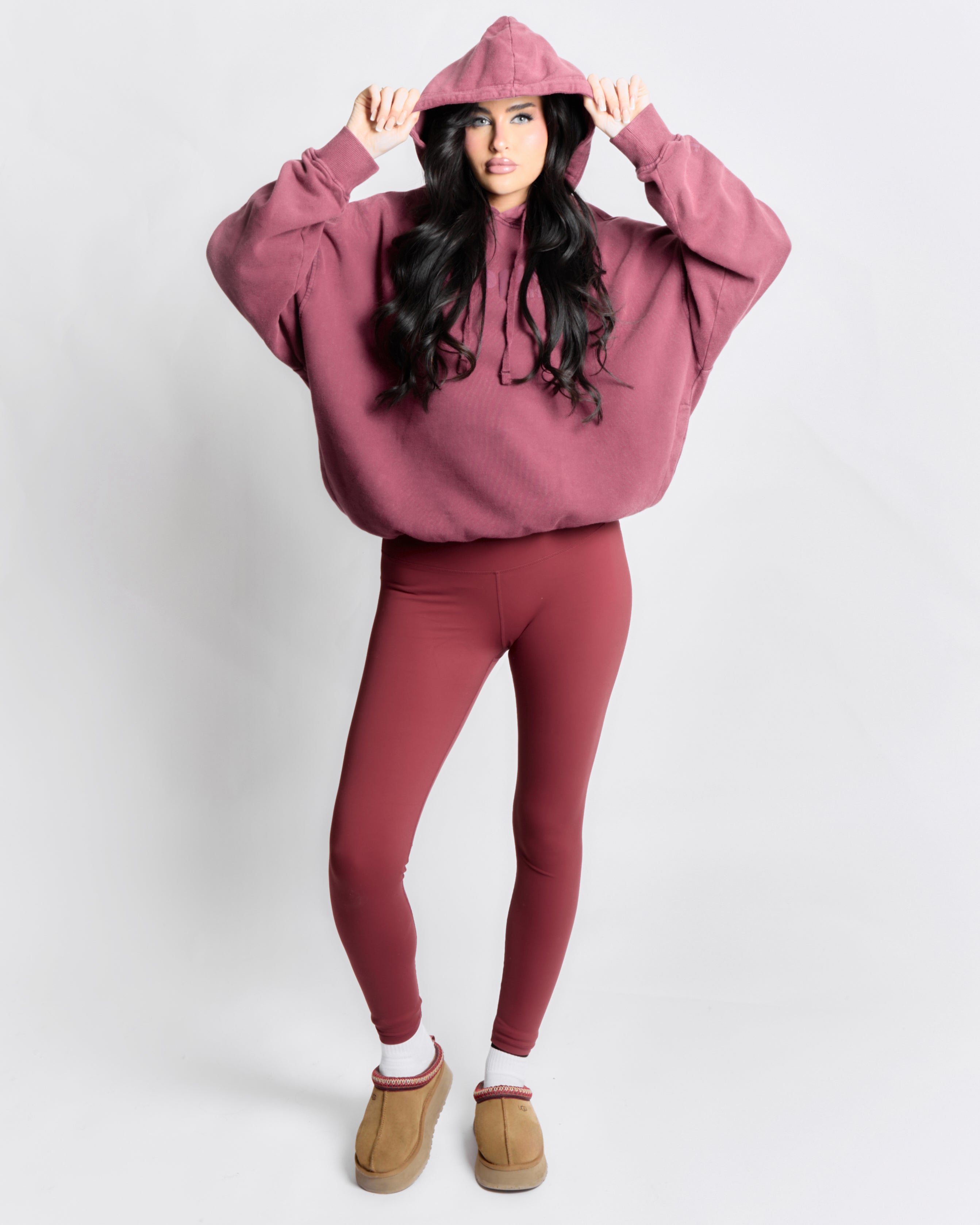 Acid Wash Core Hoodie - Cherry