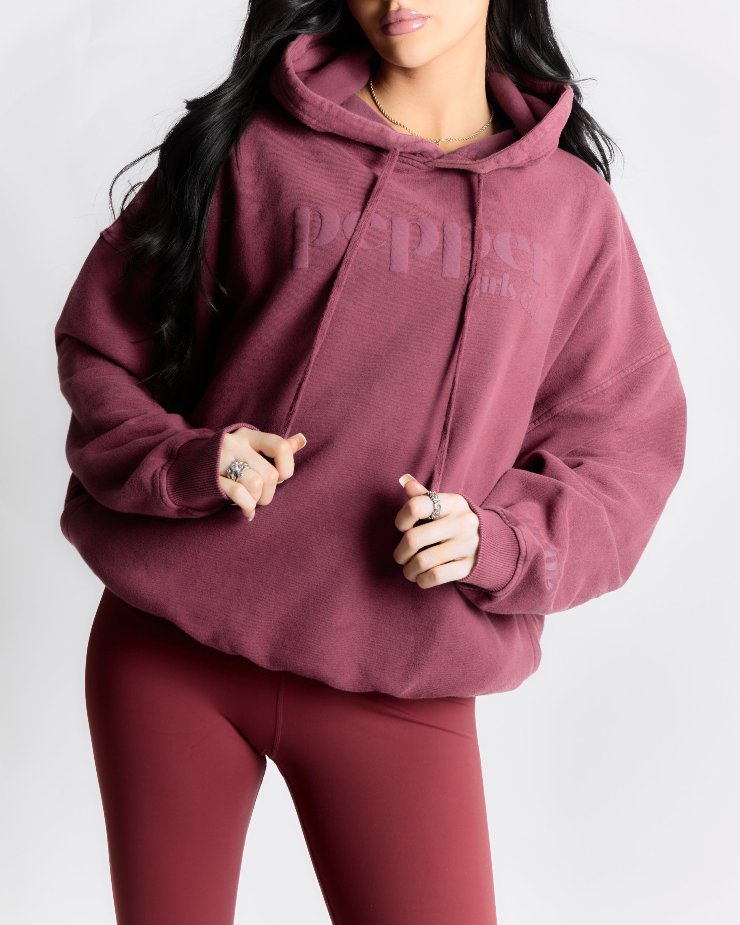 Acid Wash Core Hoodie - Cherry