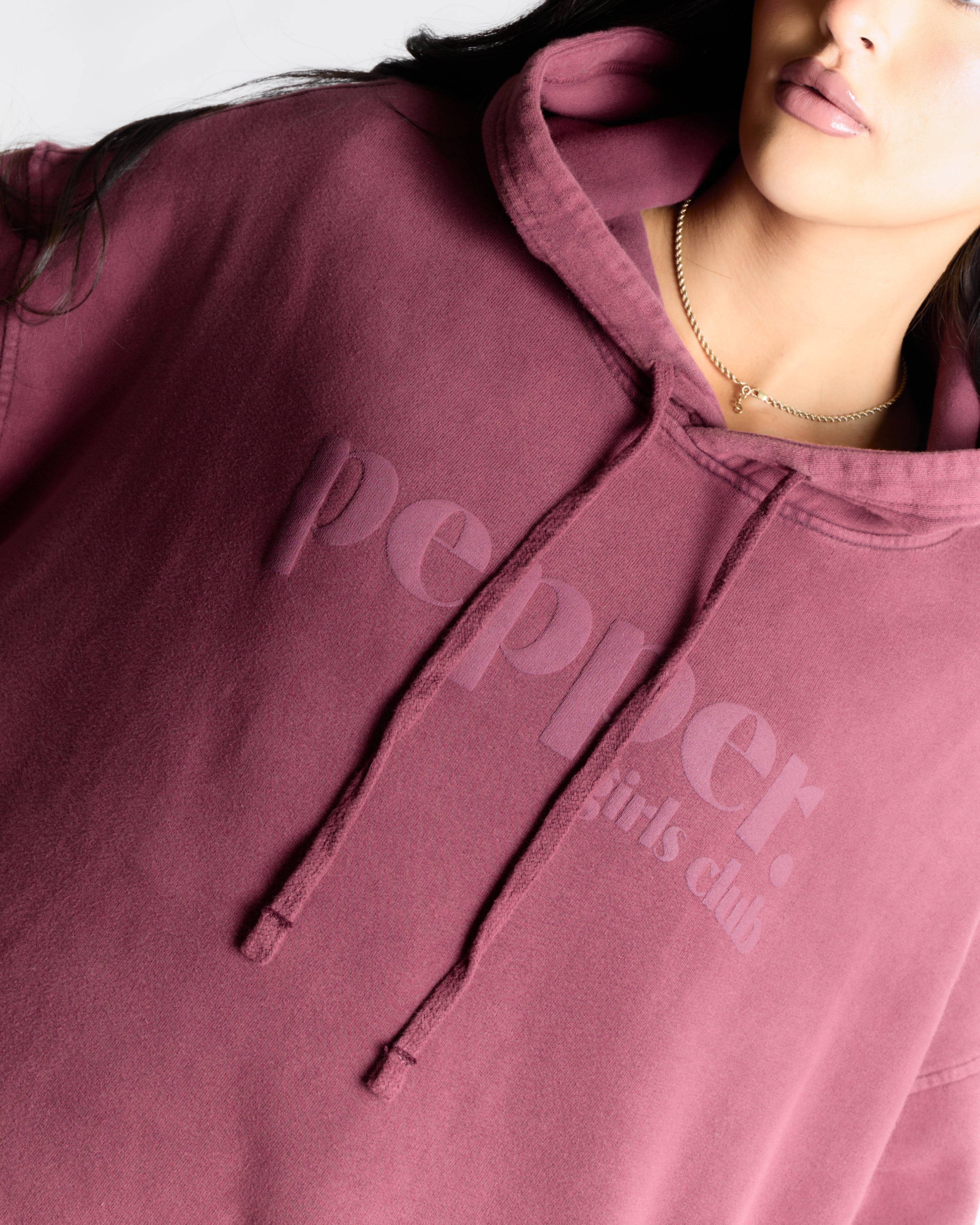 Acid Wash Core Hoodie - Cherry