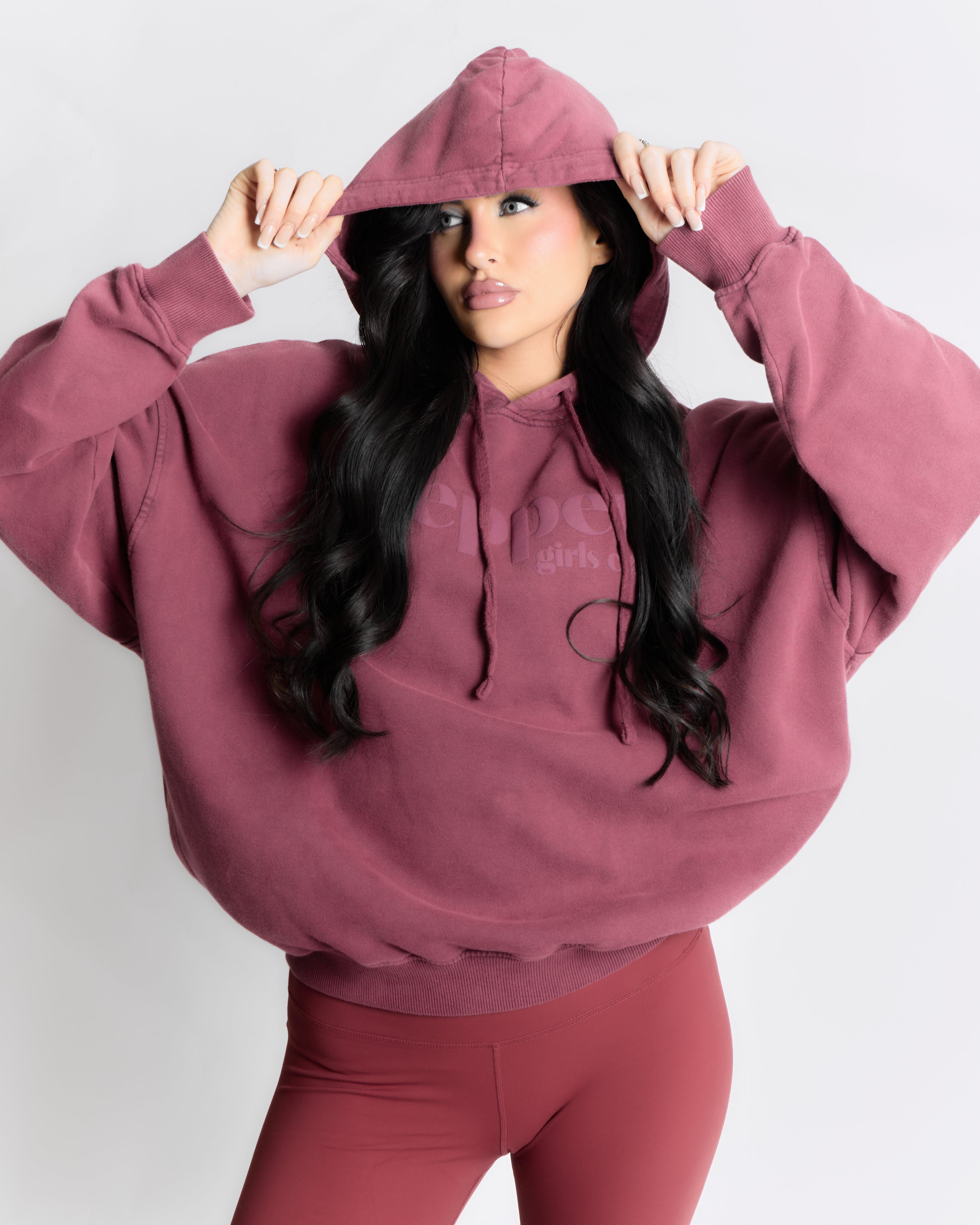 Acid Wash Core Hoodie - Cherry