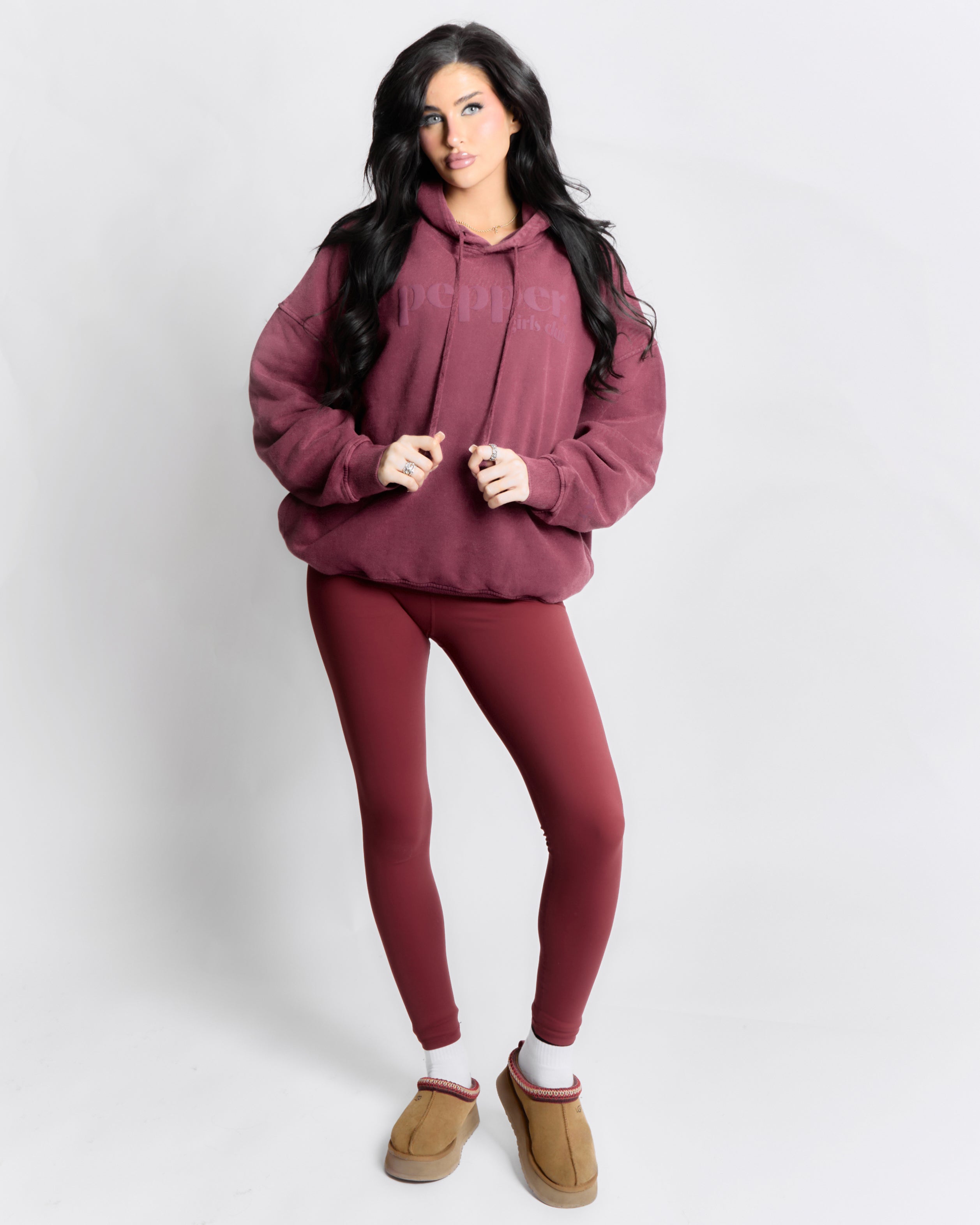 Acid Wash Core Hoodie - Cherry