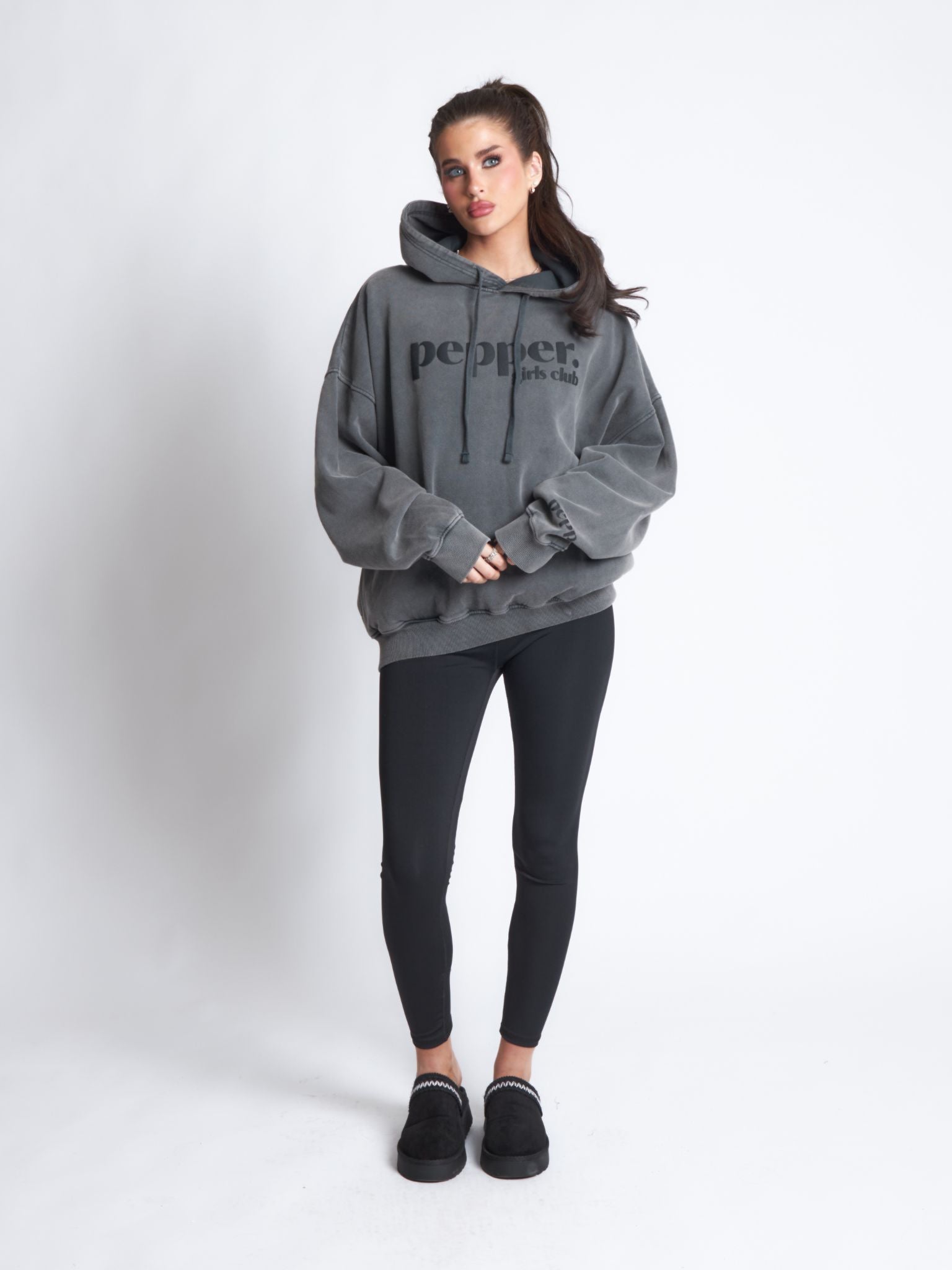Pepper Girls Club Acid Wash Core Hoodie - Black