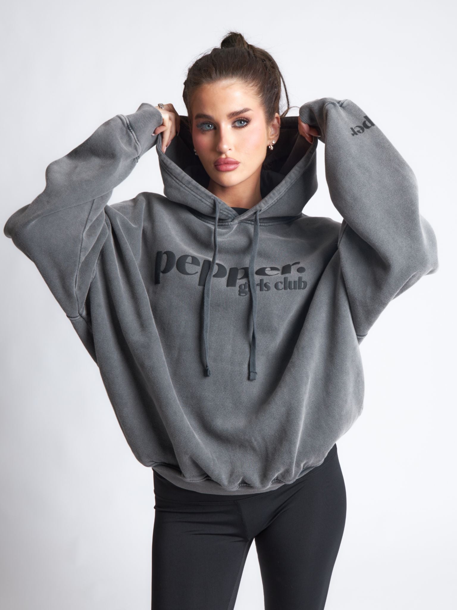 Pepper Girls Club Acid Wash Core Hoodie - Black