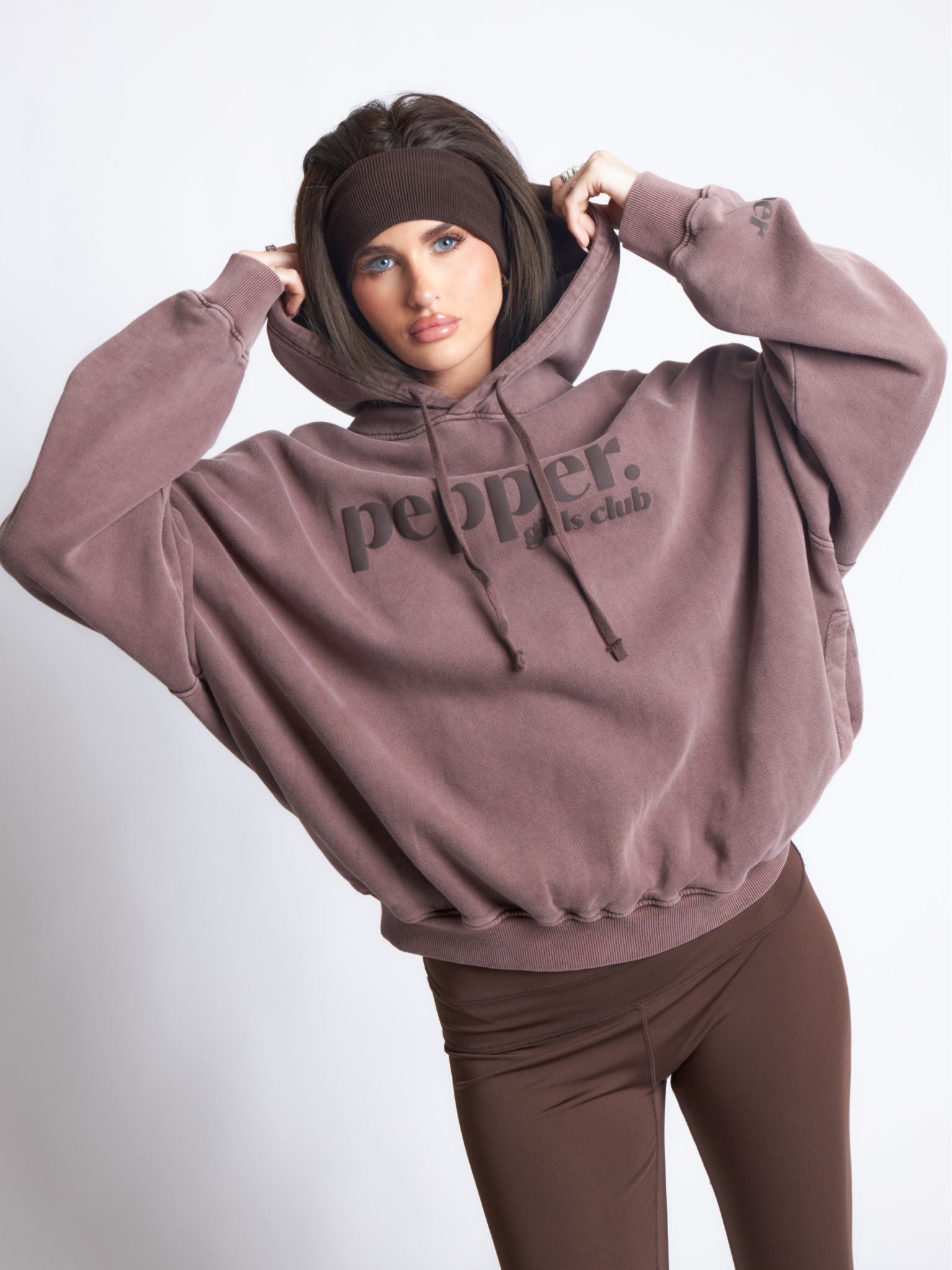 Pepper Girls Club Acid Wash Hoodie - Espresso