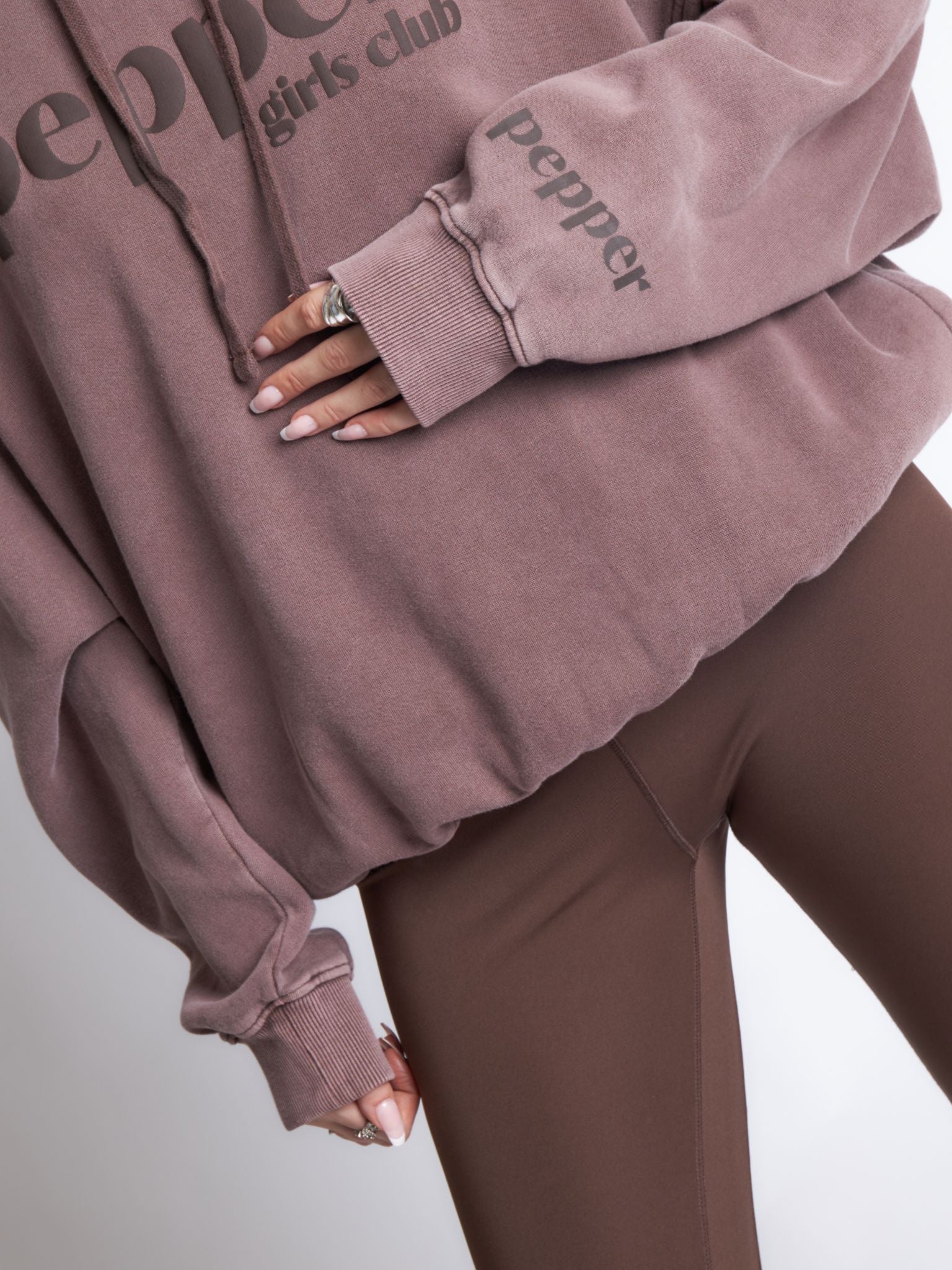 Pepper Girls Club Acid Wash Hoodie - Espresso
