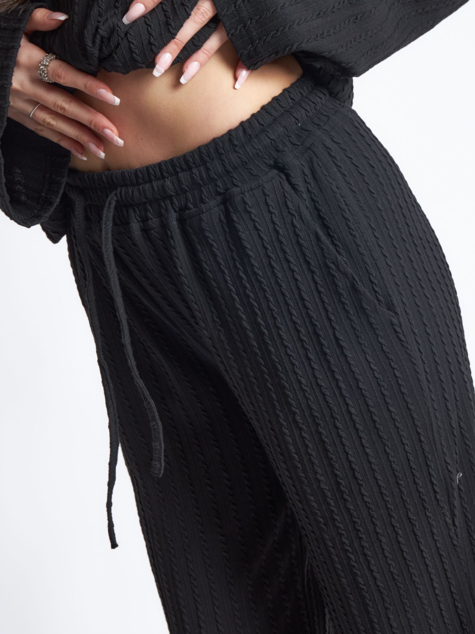 Pepper Girls Club Cable Knit Loungewear Set - Black