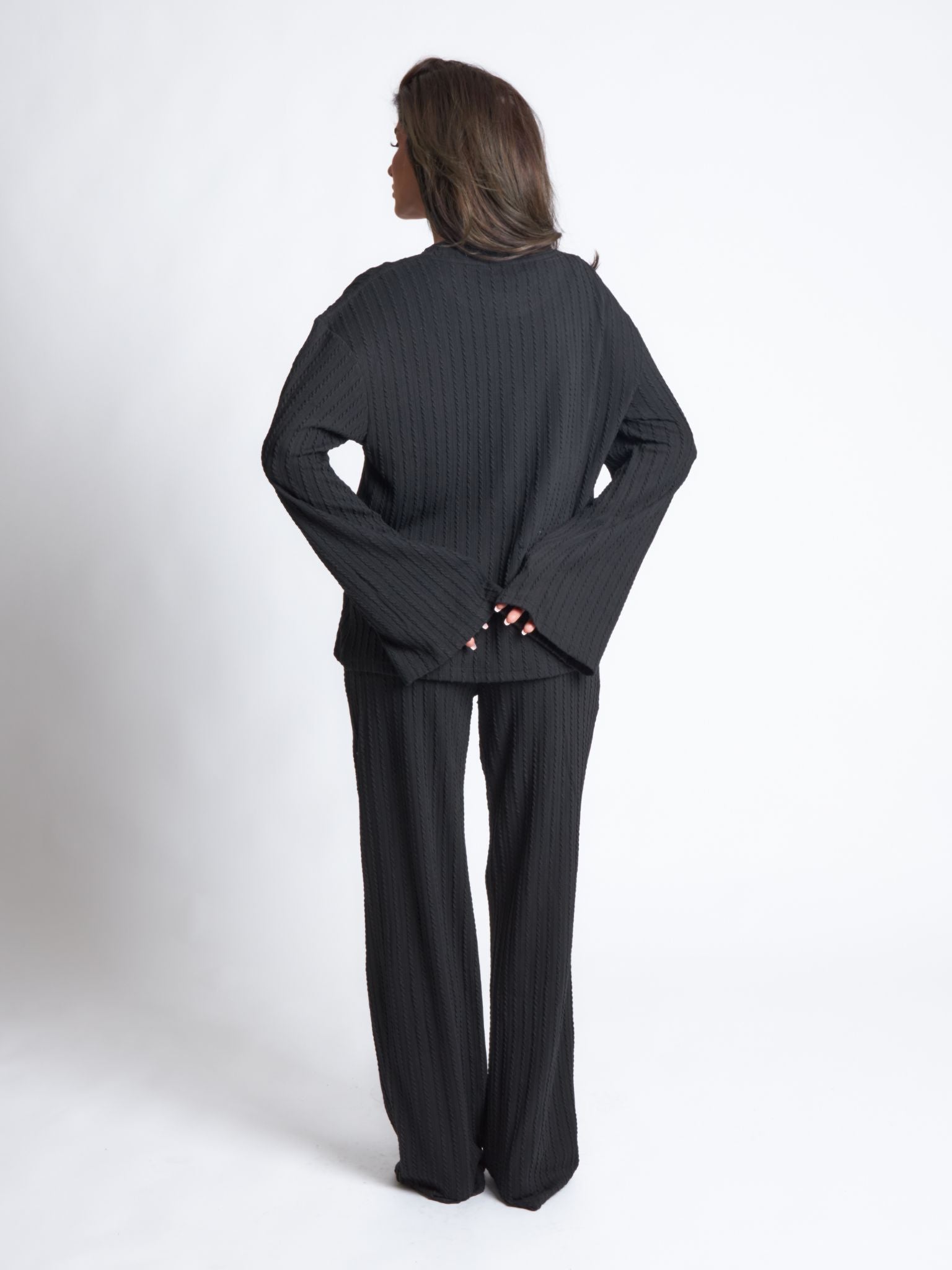 Pepper Girls Club Cable Knit Loungewear Set - Black