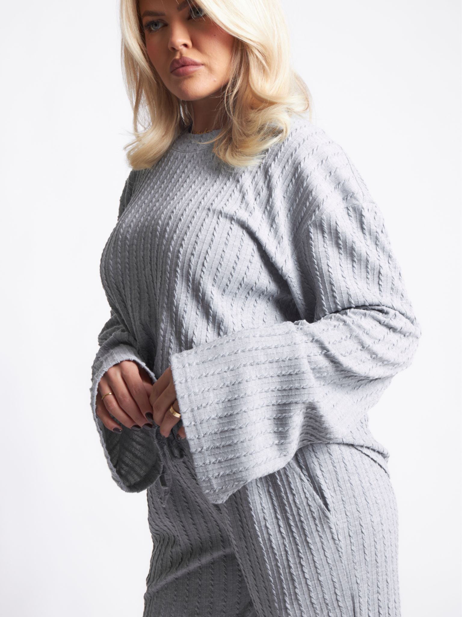 Pepper Girls Club Cable Knit Loungewear Set - Grey