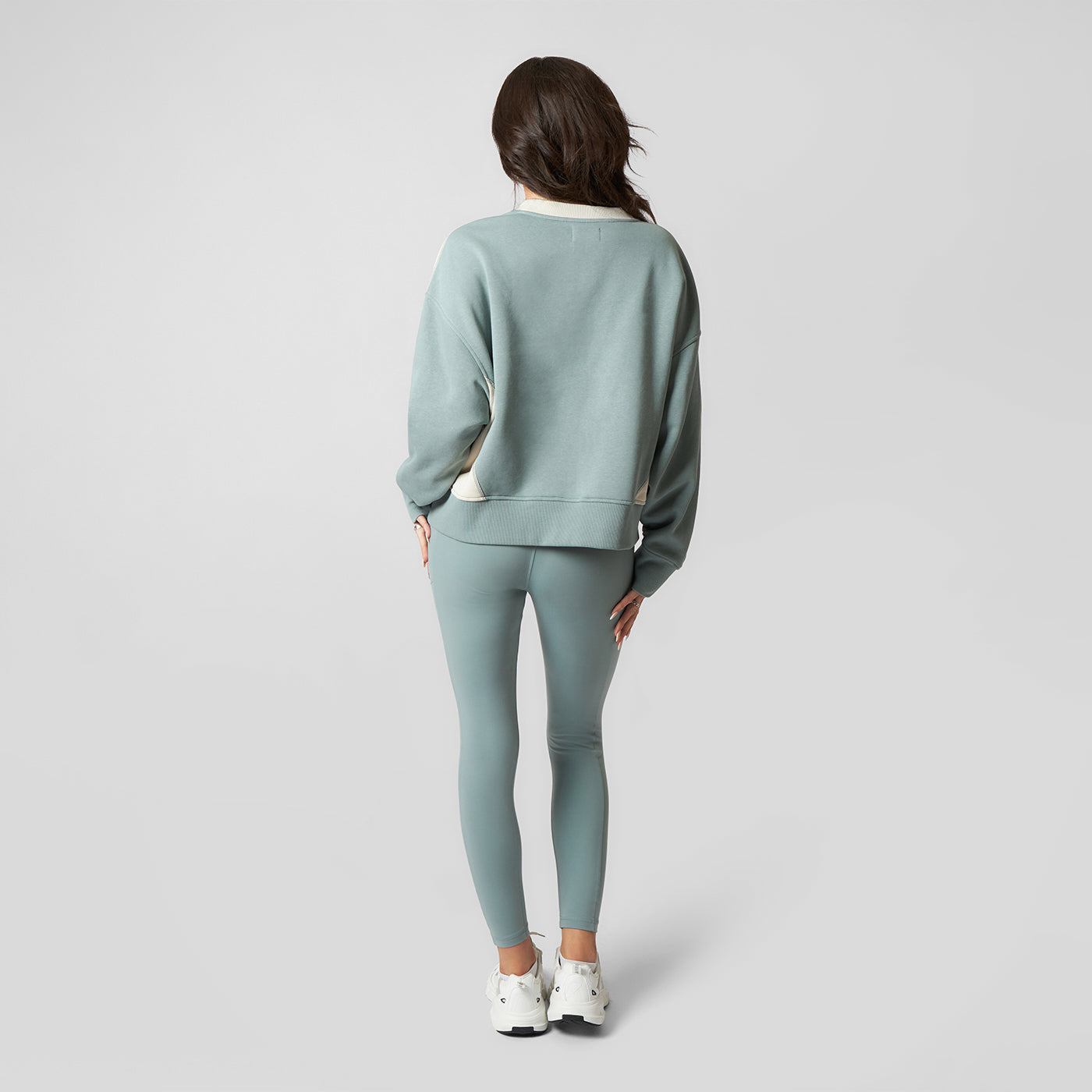 Pepper Girls Club Contrast Crew Neck Sweater - Sage