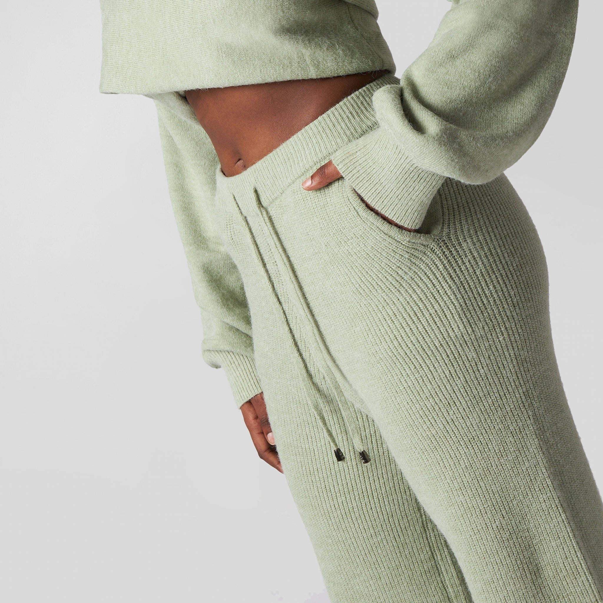 Pepper Girls Club - Knitted Wide Leg Pants - Sage