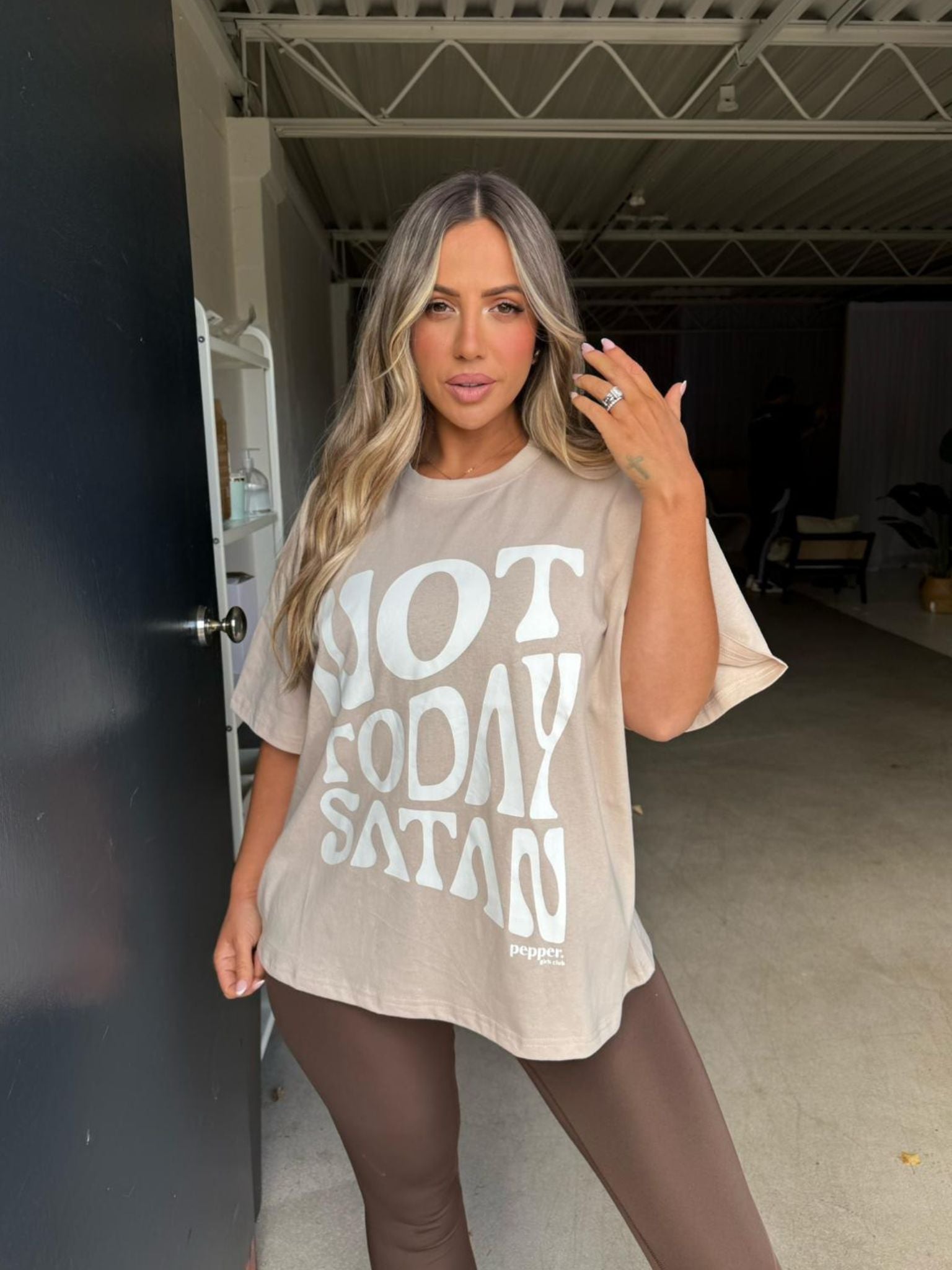 Pepper Girls Club Not Today Satan Oversized T-Shirt