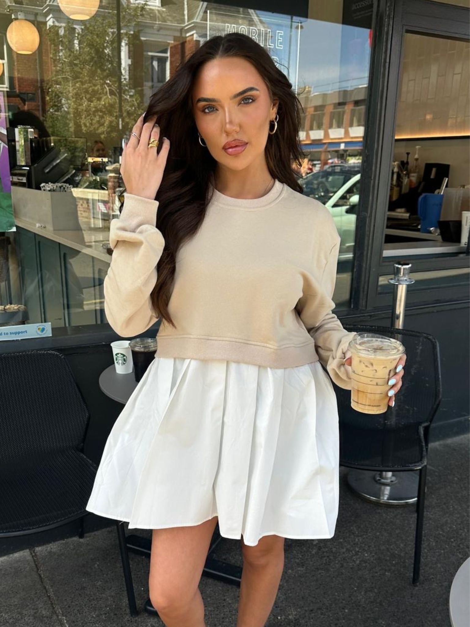 Top White Skirt Jumper Oversized Sweater Tennis Skirt And Jumper