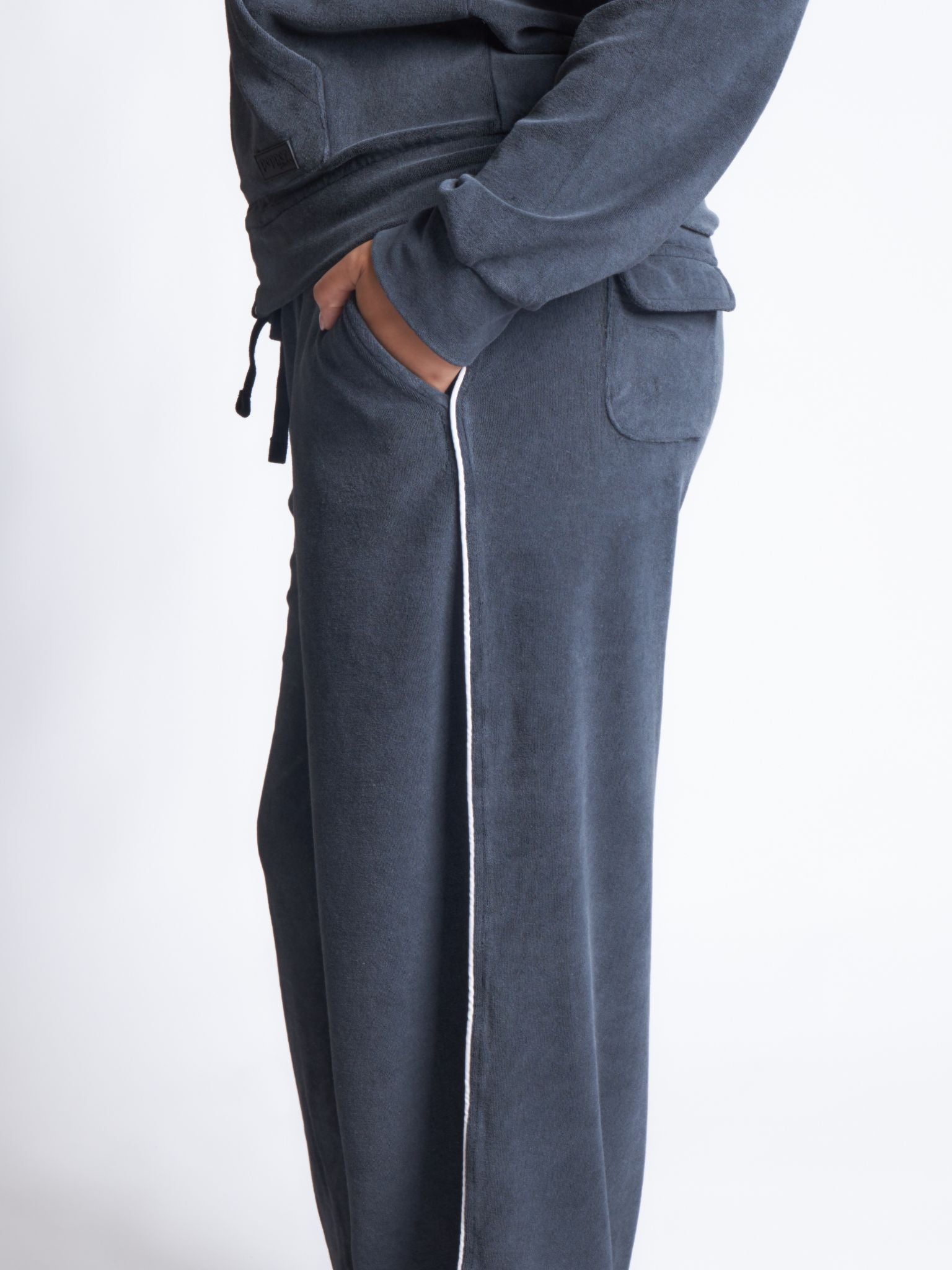 Pepper Girls Club Velour Acid Wash Pants - Black