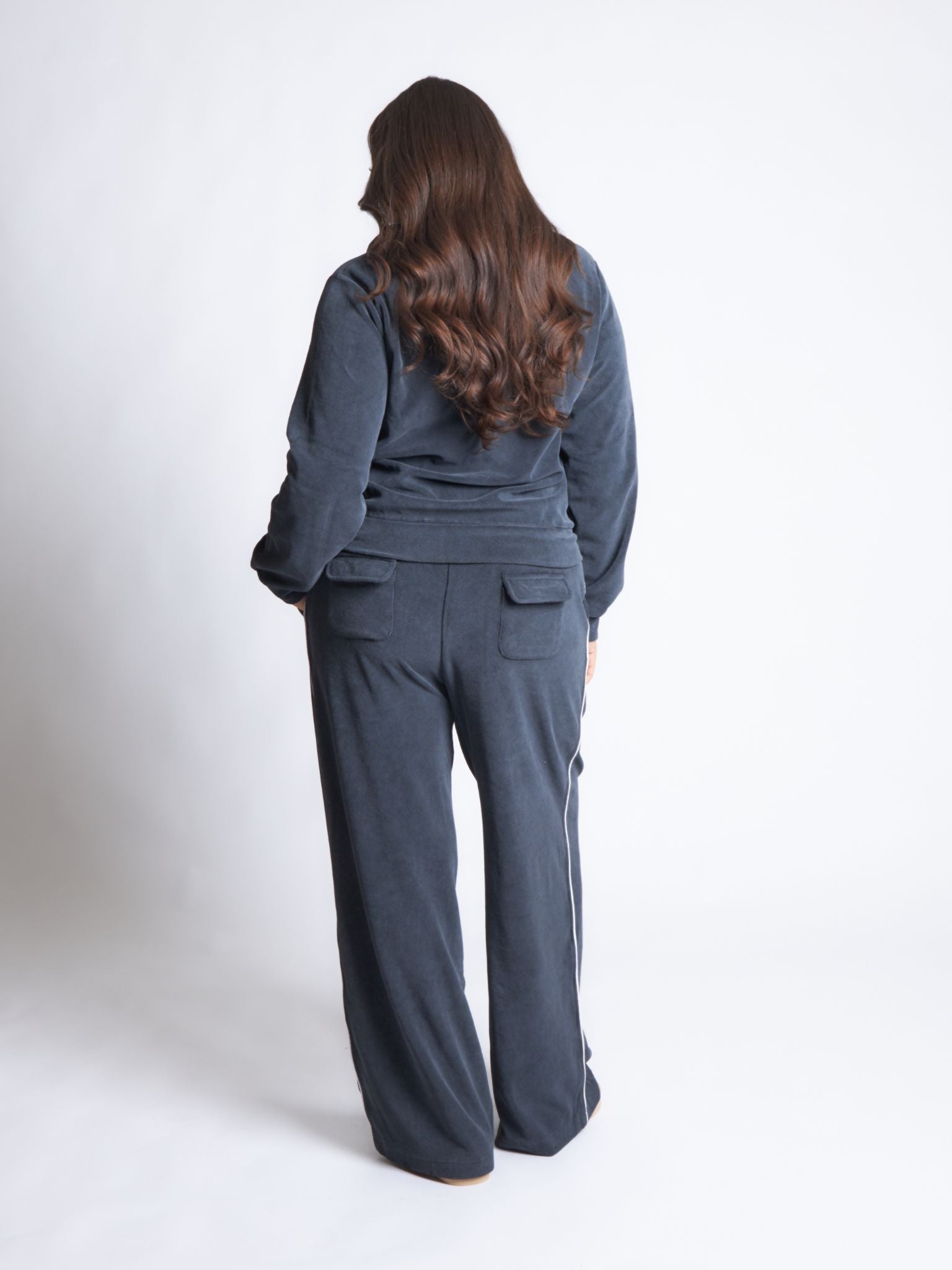 Pepper Girls Club Velour Acid Wash Pants - Black