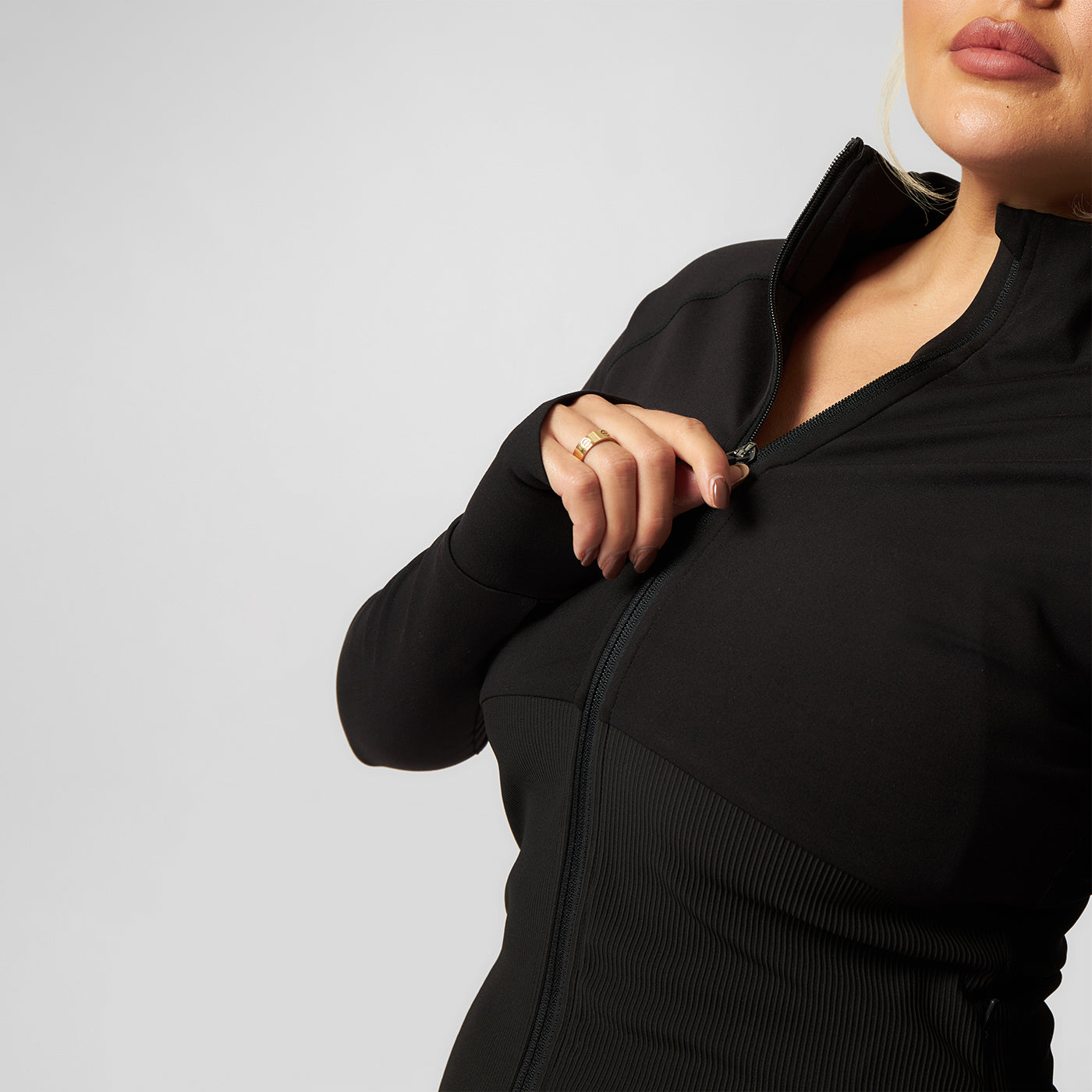 Pepper Girls Club Long Sleeved Sculpting Zip Up - Black