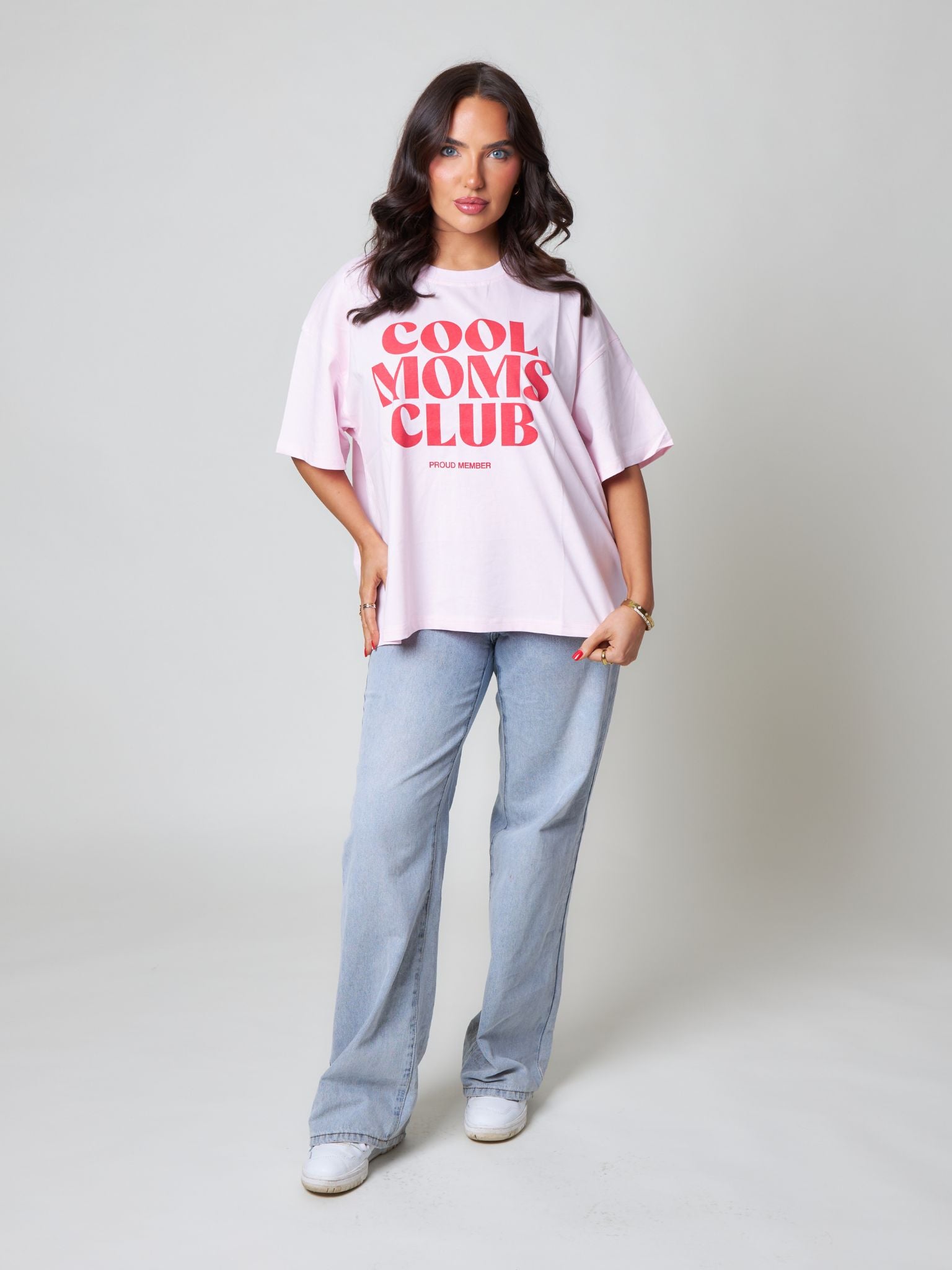 Pepper Girls Club Cool Moms Club Oversized T-Shirt - Pink
