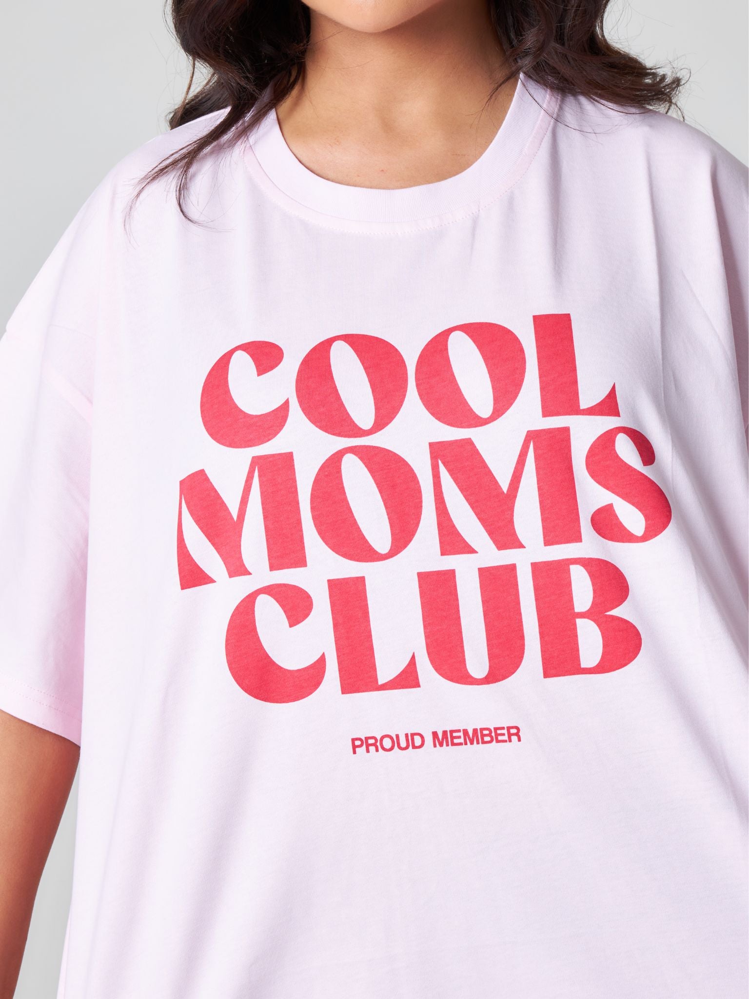 Pepper Girls Club Cool Moms Club Oversized T-Shirt - Pink