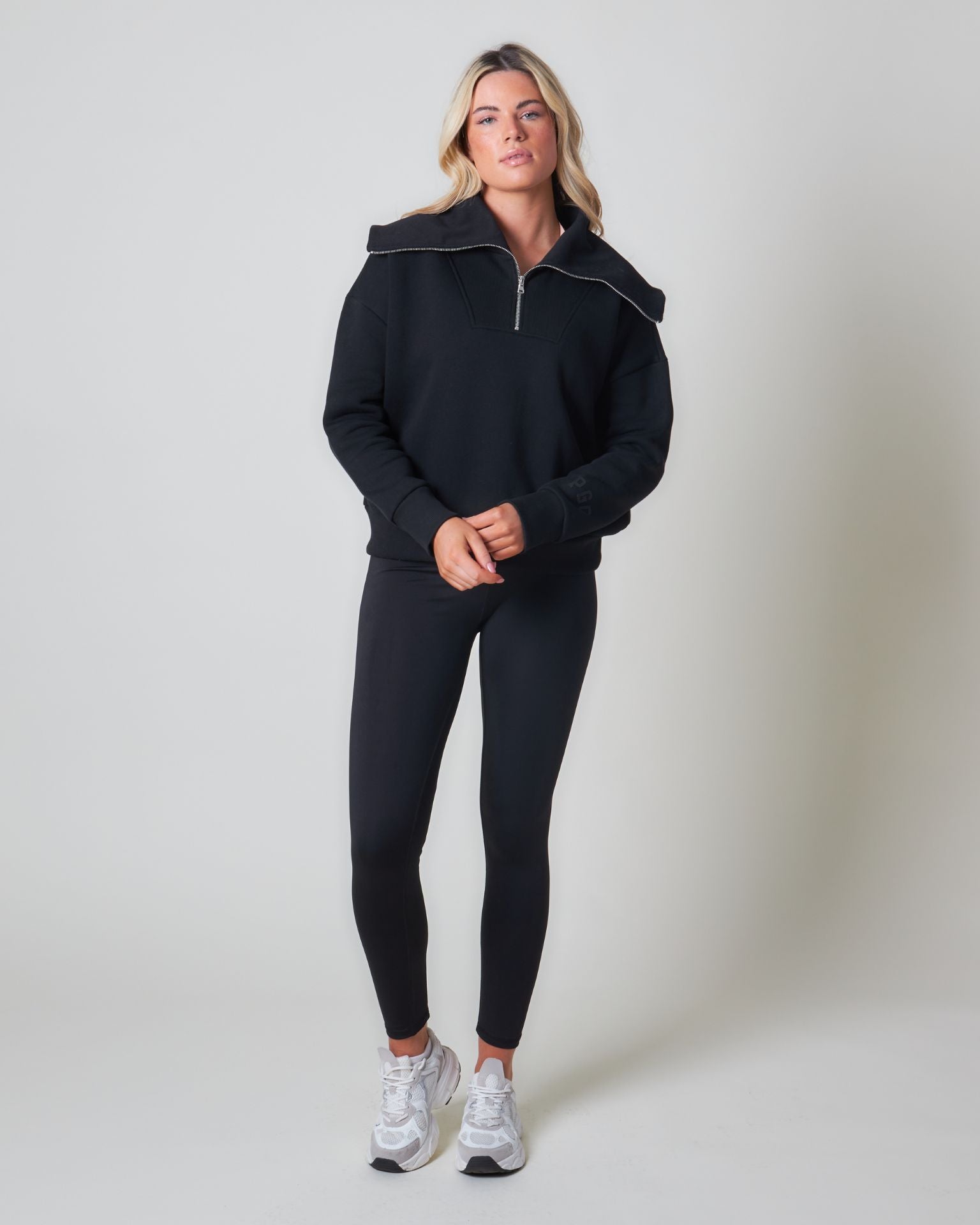 Pepper Girls Club Core Quarter Zip Sweater - Black