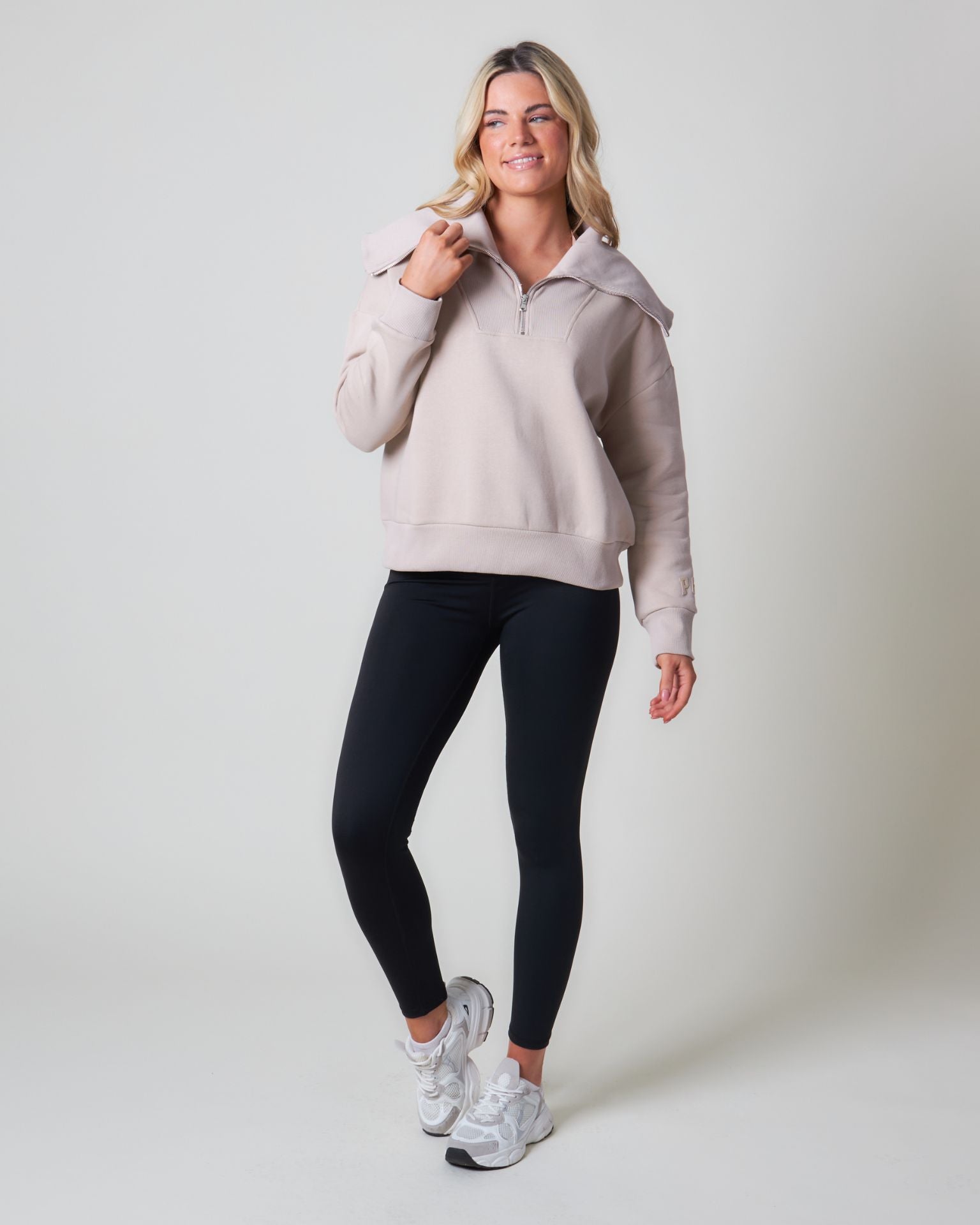 Pepper Girls Club Core Quarter Zip Sweater - Hazelnut