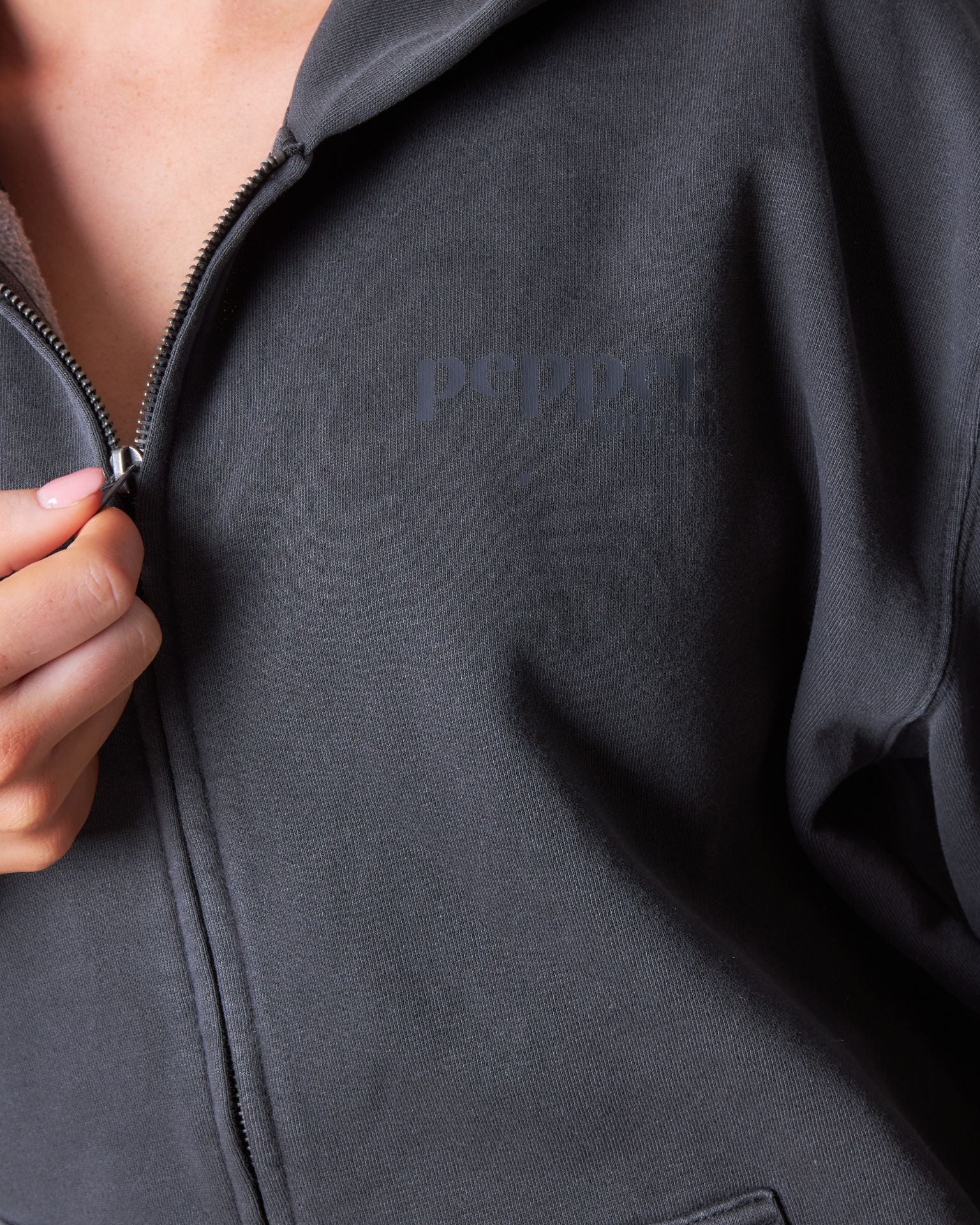 Pepper Girls Club Core Washed Full Zip Hoodie - Washed Black