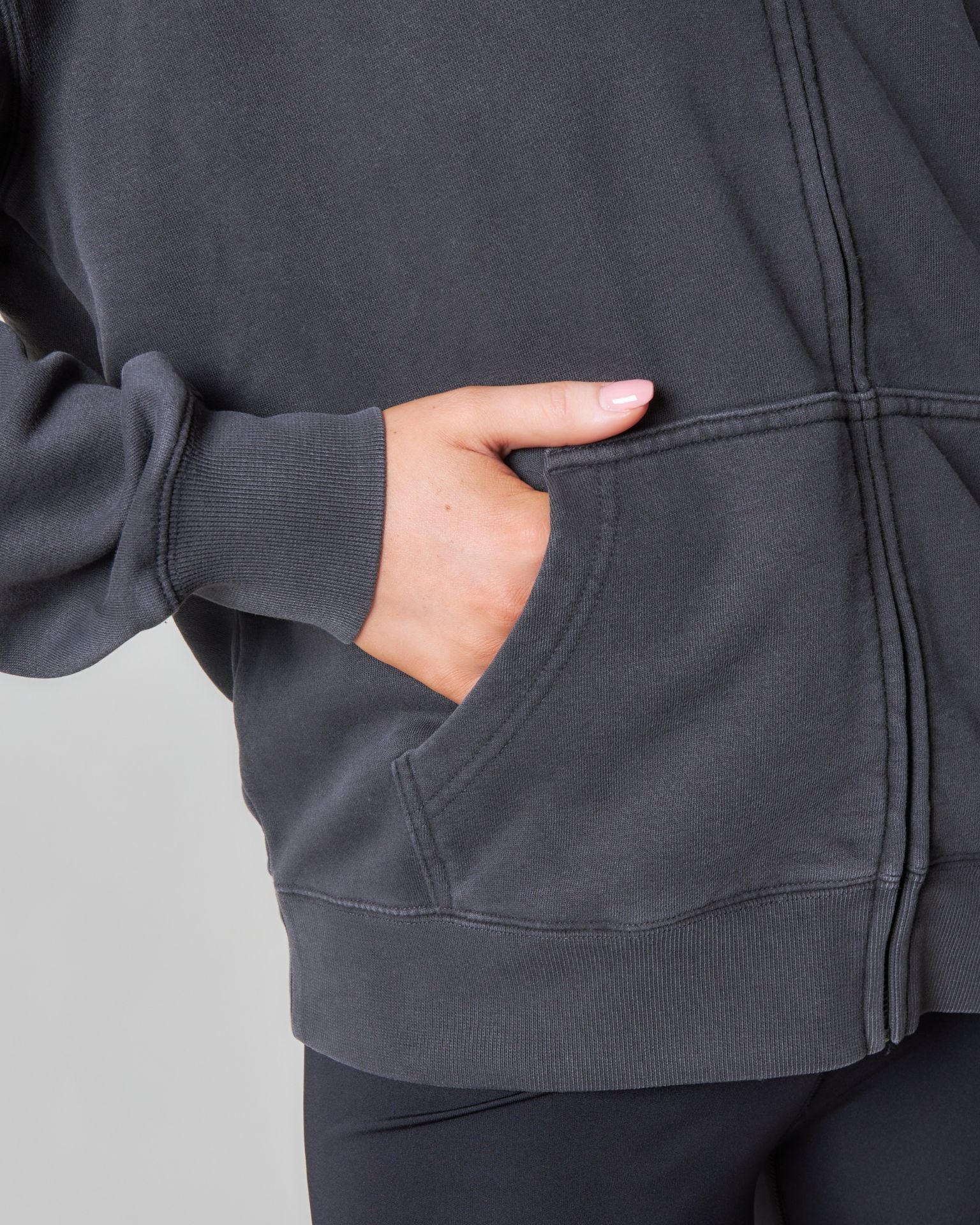 Pepper Girls Club Core Washed Full Zip Hoodie - Washed Black