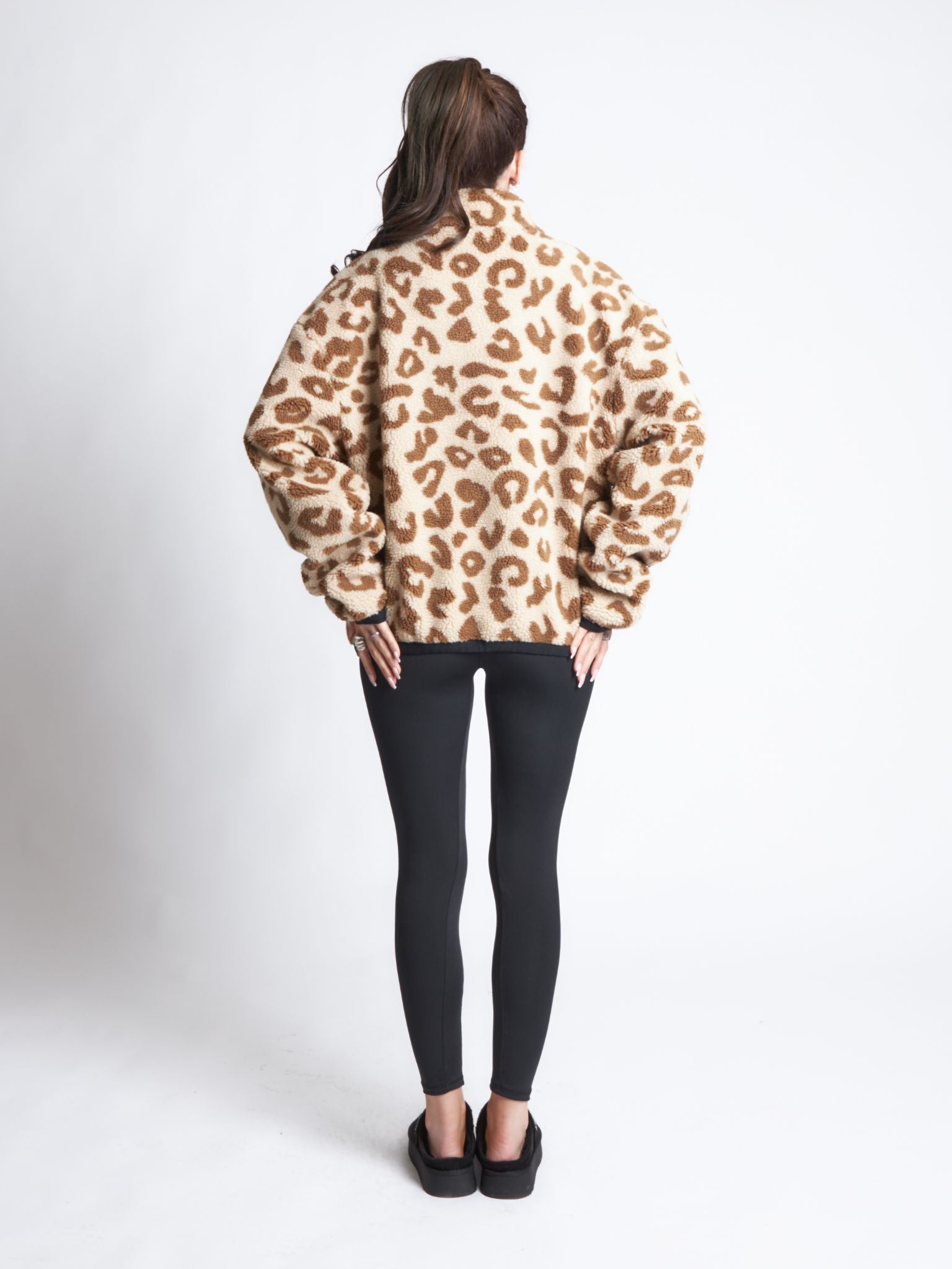 Pepper Girls Club Leopard Print Zip Up Fleece