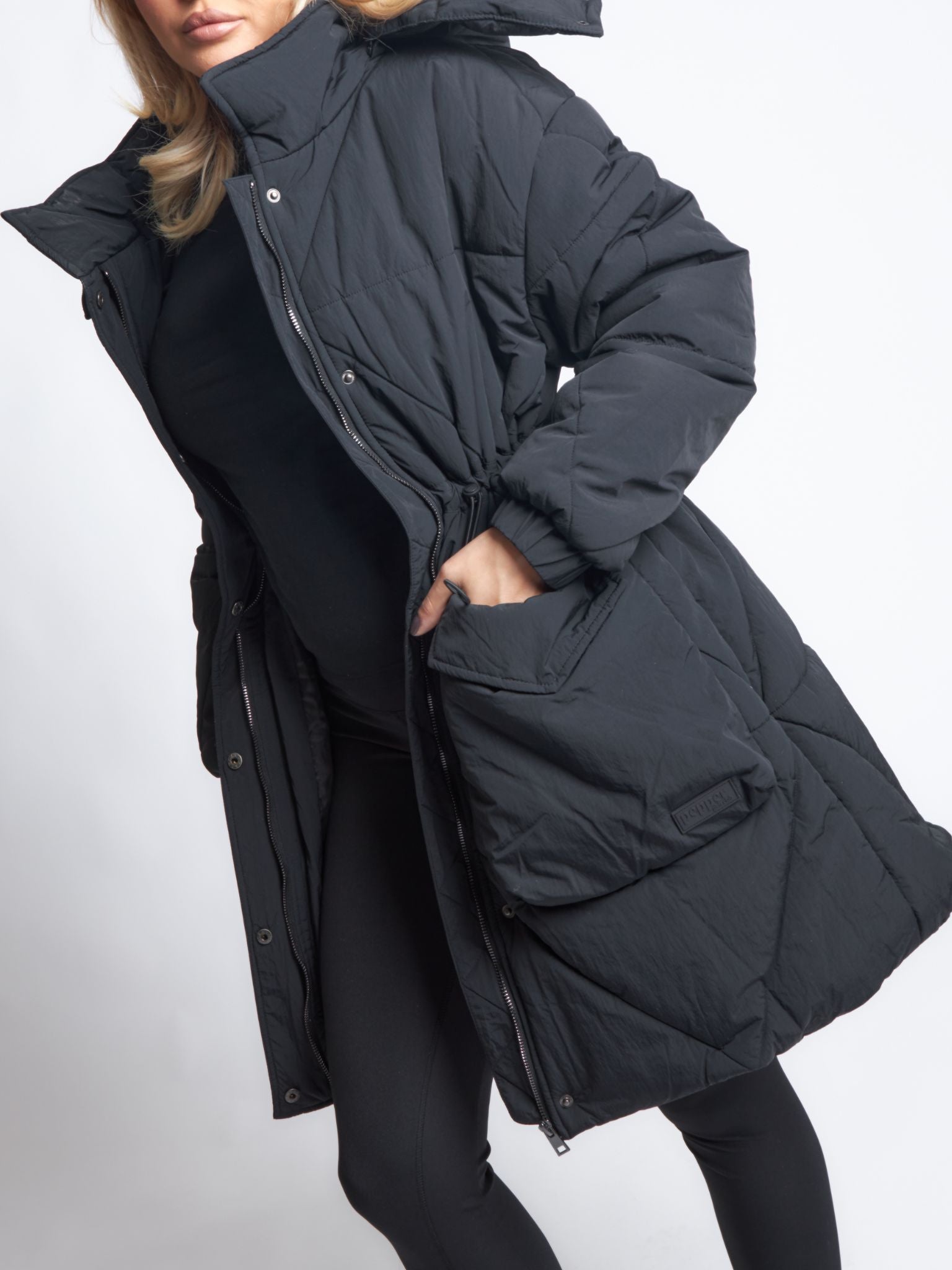 Pepper Girls Club Longline Oversized Puffer Jacket - Black