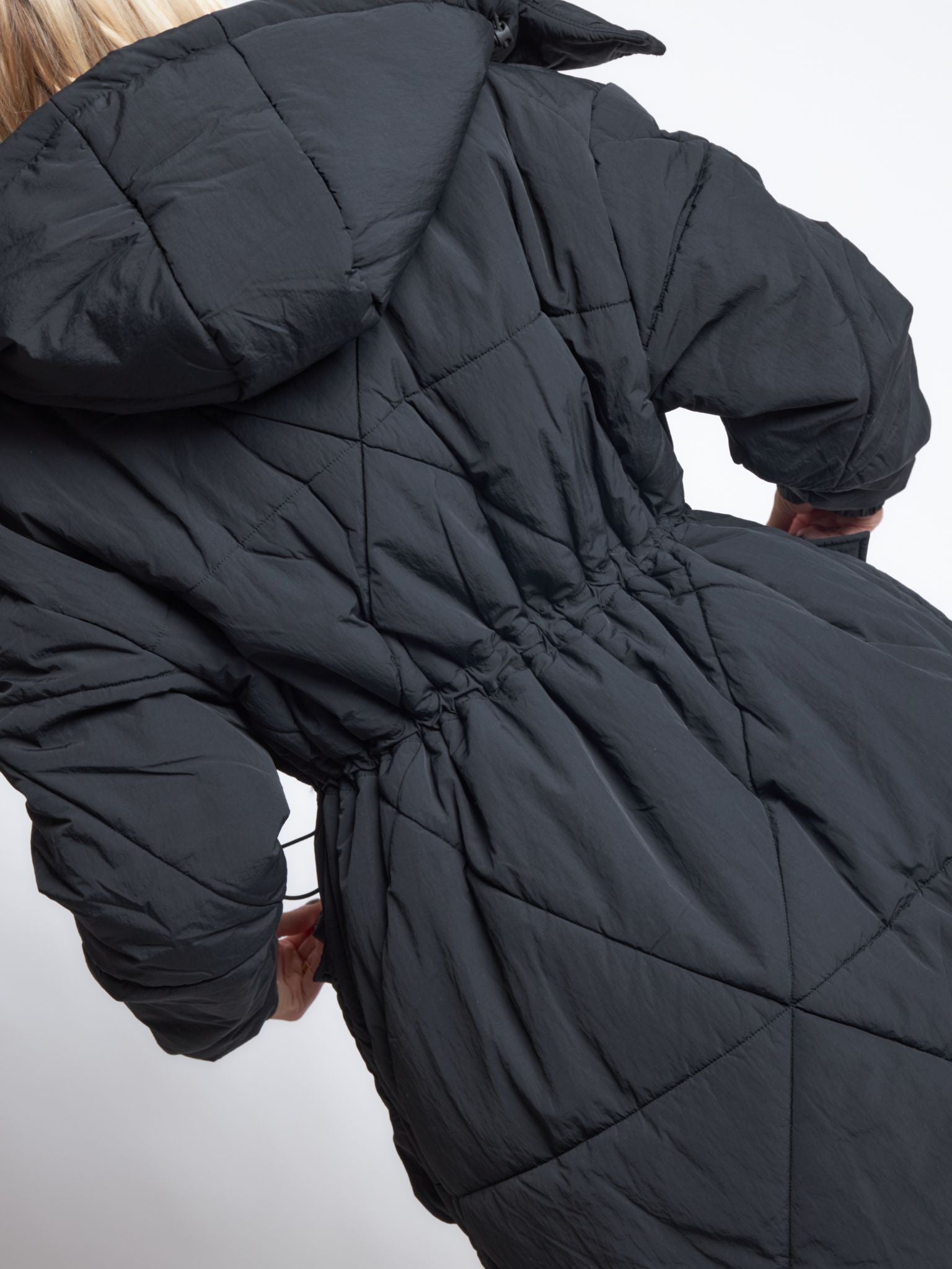 Pepper Girls Club Longline Oversized Puffer Jacket - Black