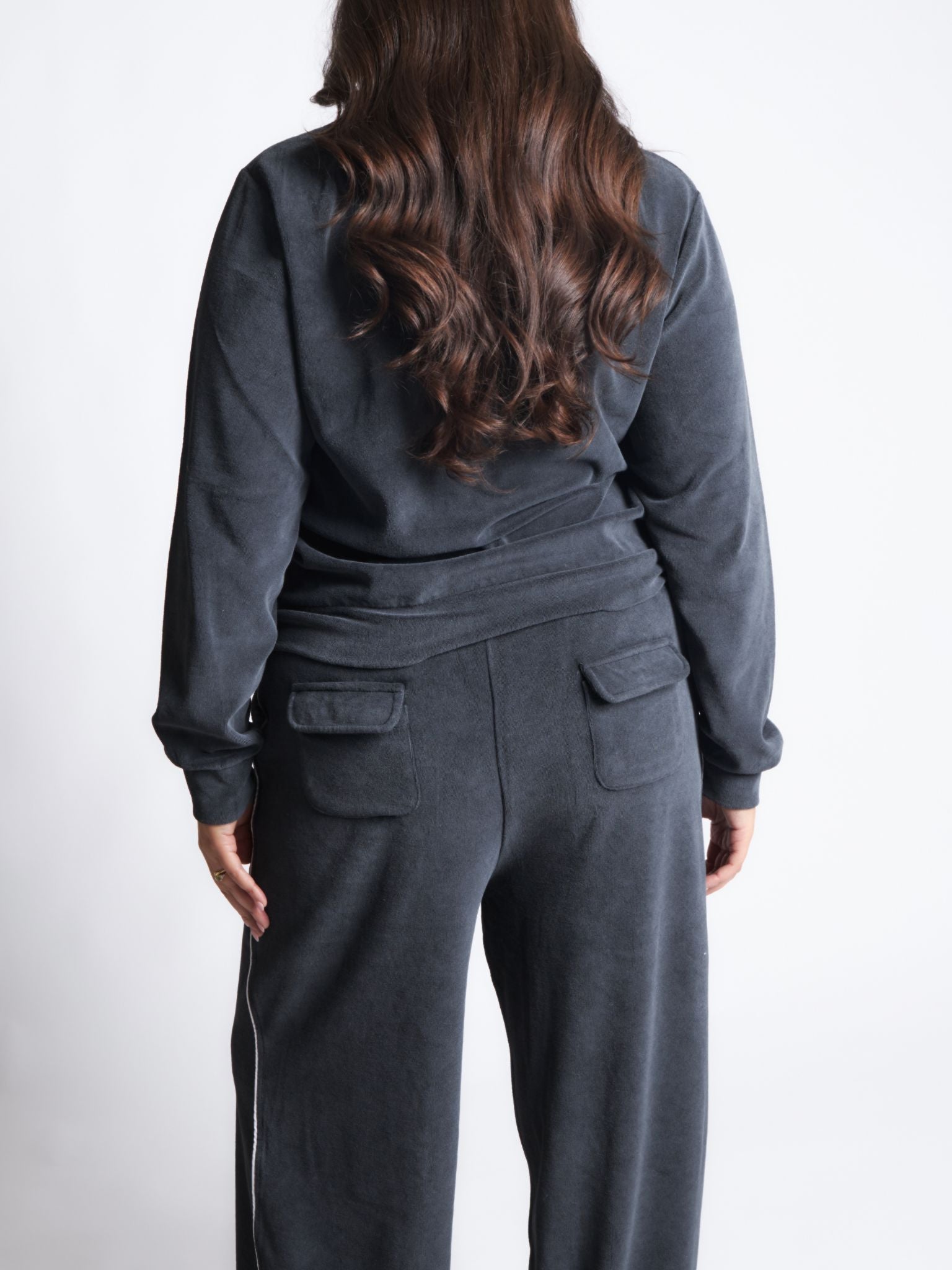 Pepper Girls Club Velour Acid Wash Pants - Black