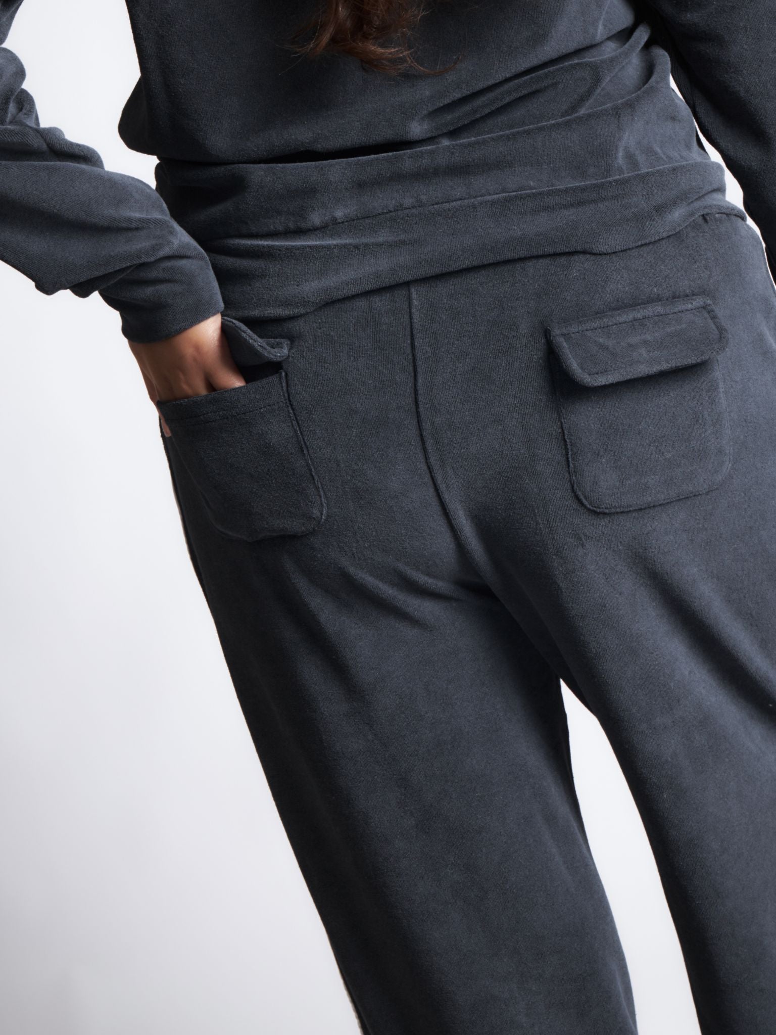 Pepper Girls Club Velour Acid Wash Pants - Black