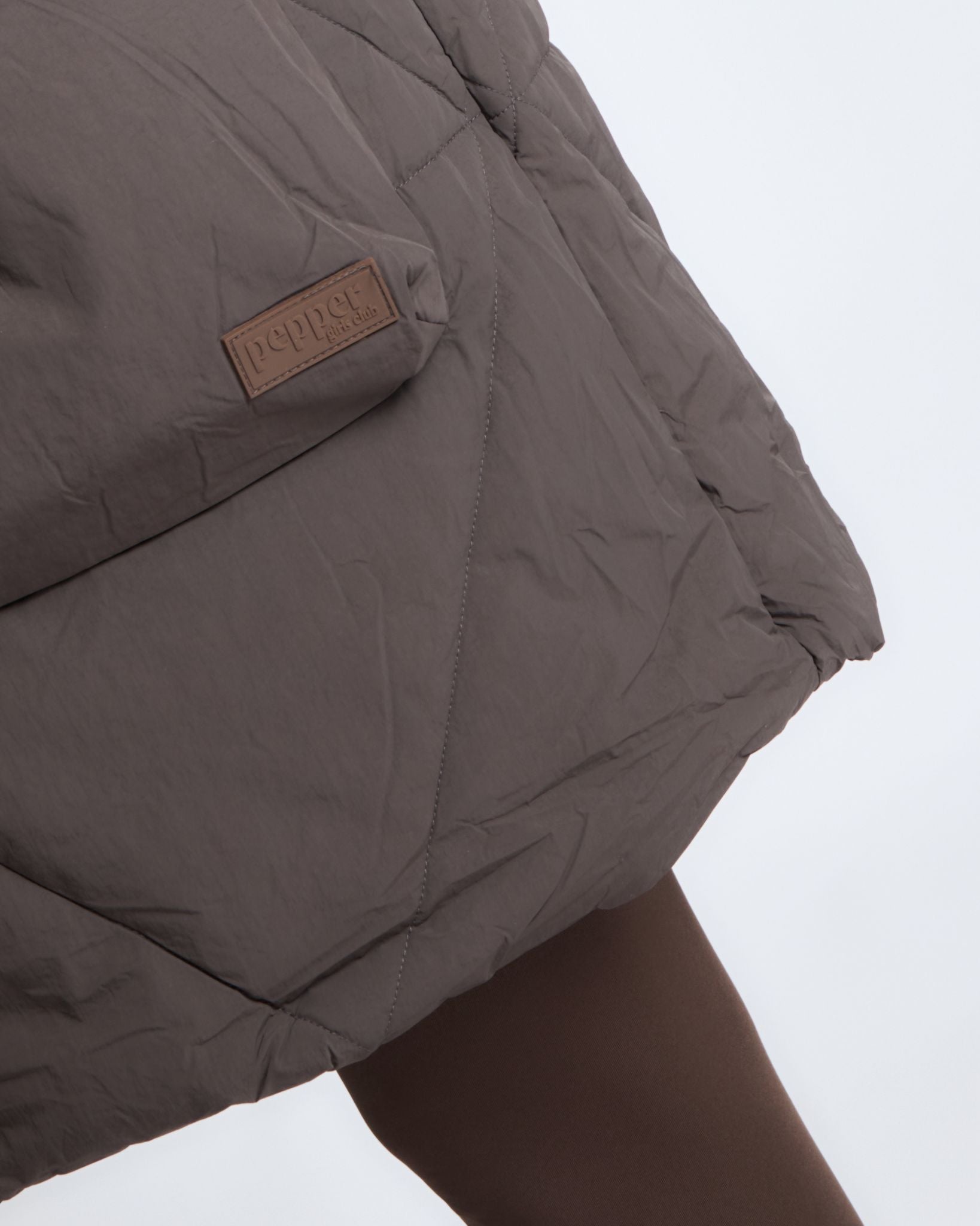 Longline Oversized Puffer Jacket - Brown