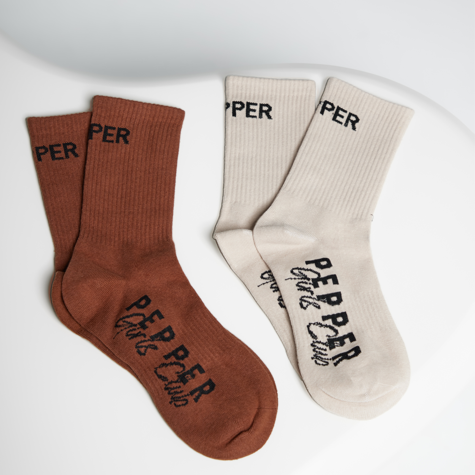 Pepper Socks Set: Brown & Cream