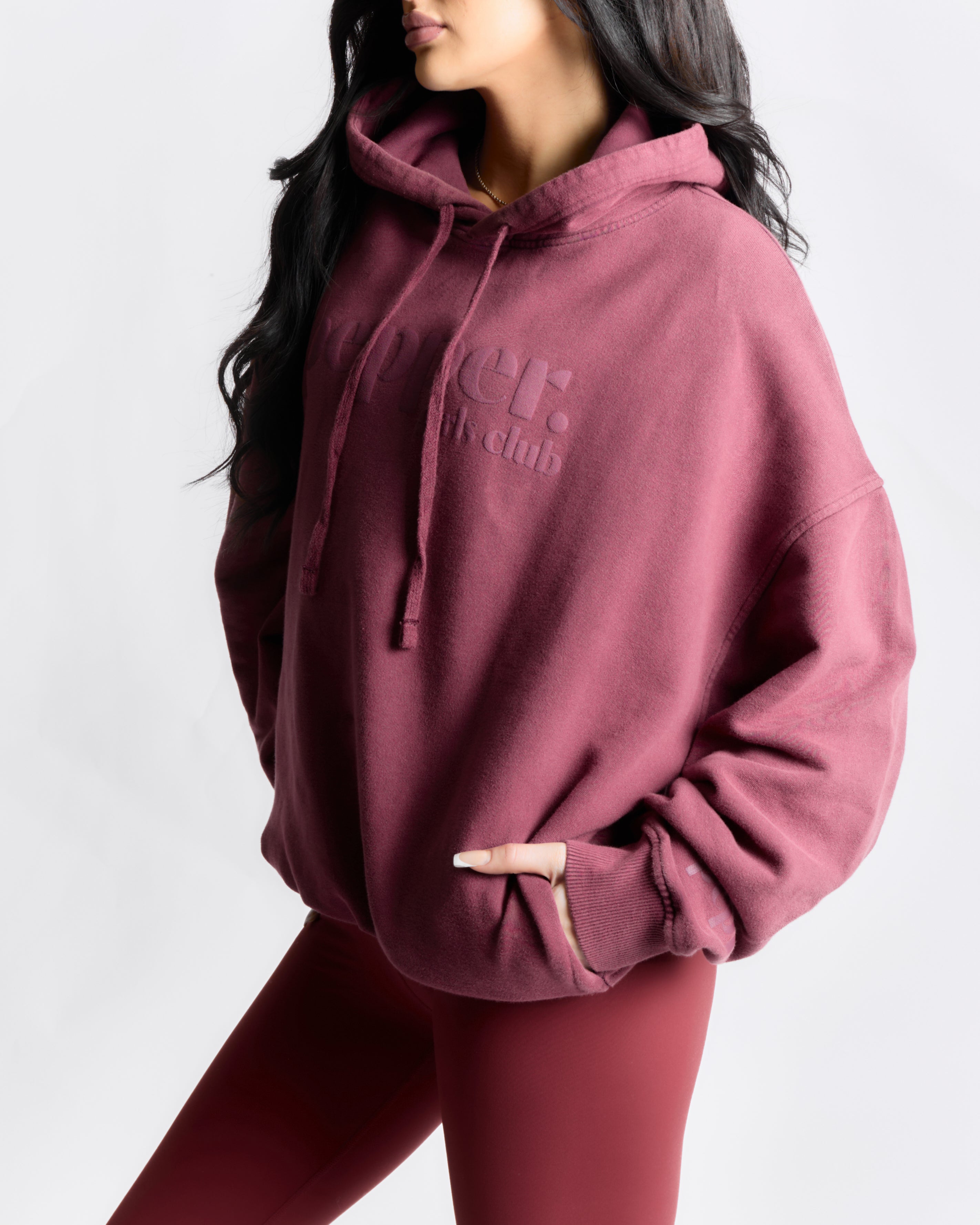 Acid Wash Core Hoodie - Cherry