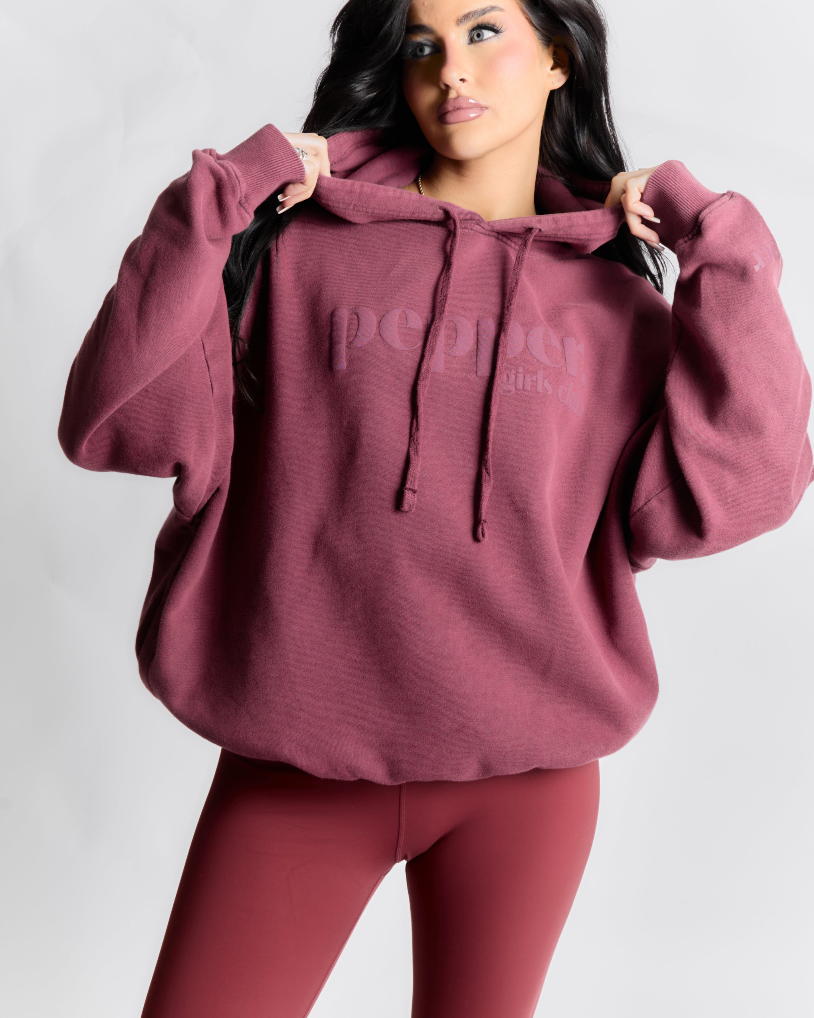 Acid Wash Core Hoodie - Cherry