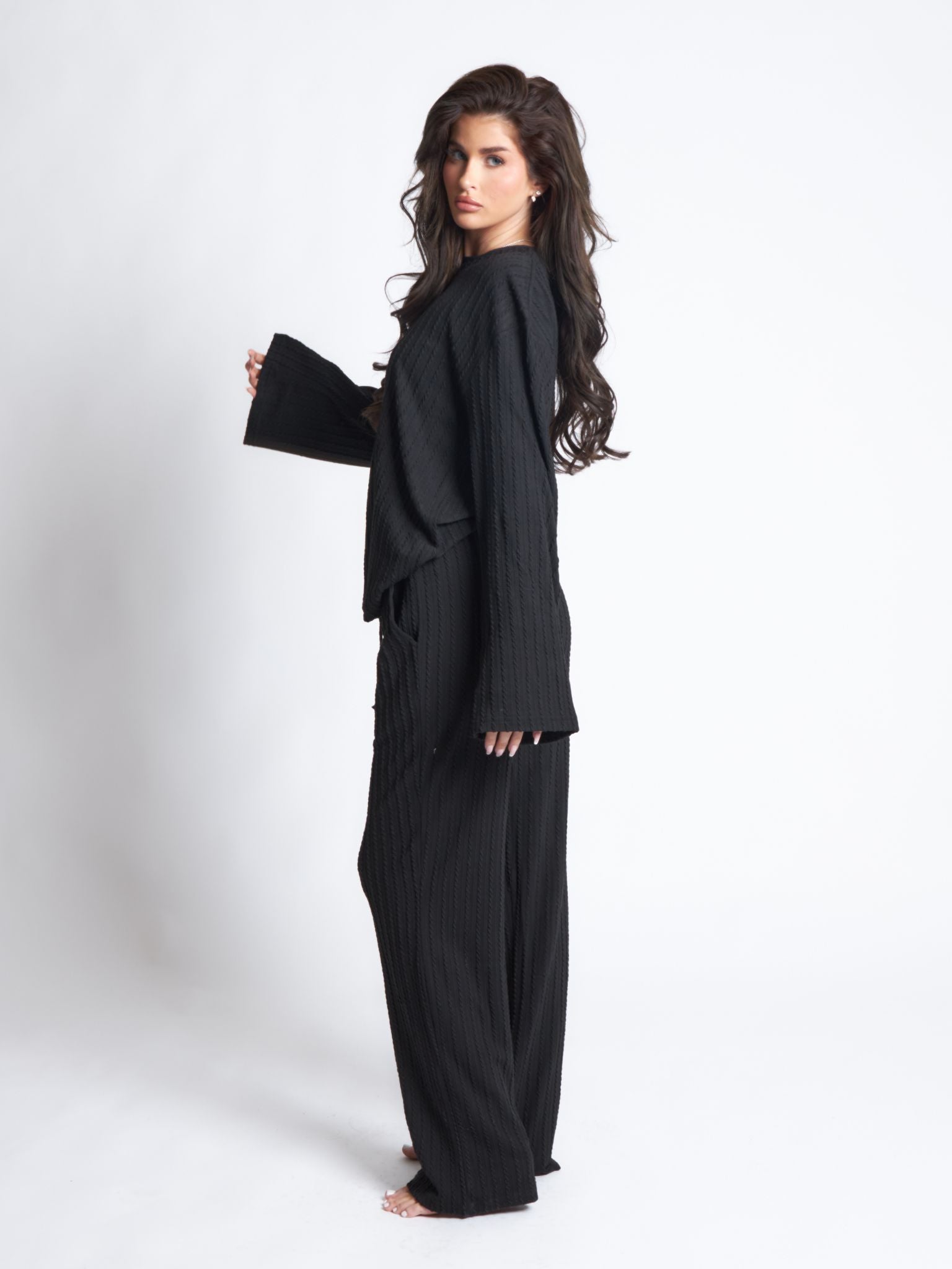 Pepper Girls Club Cable Knit Loungewear Set - Black