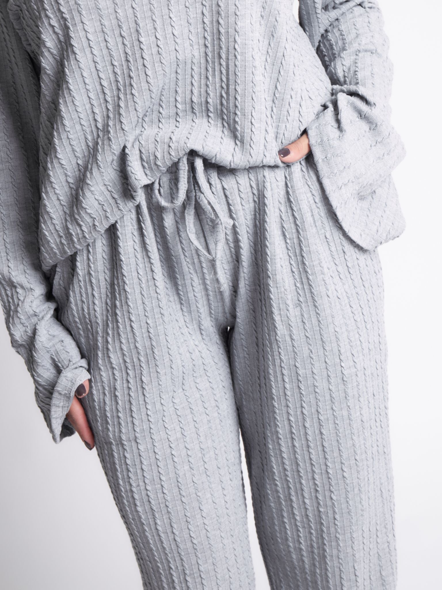 Pepper Girls Club Cable Knit Loungewear Set - Grey