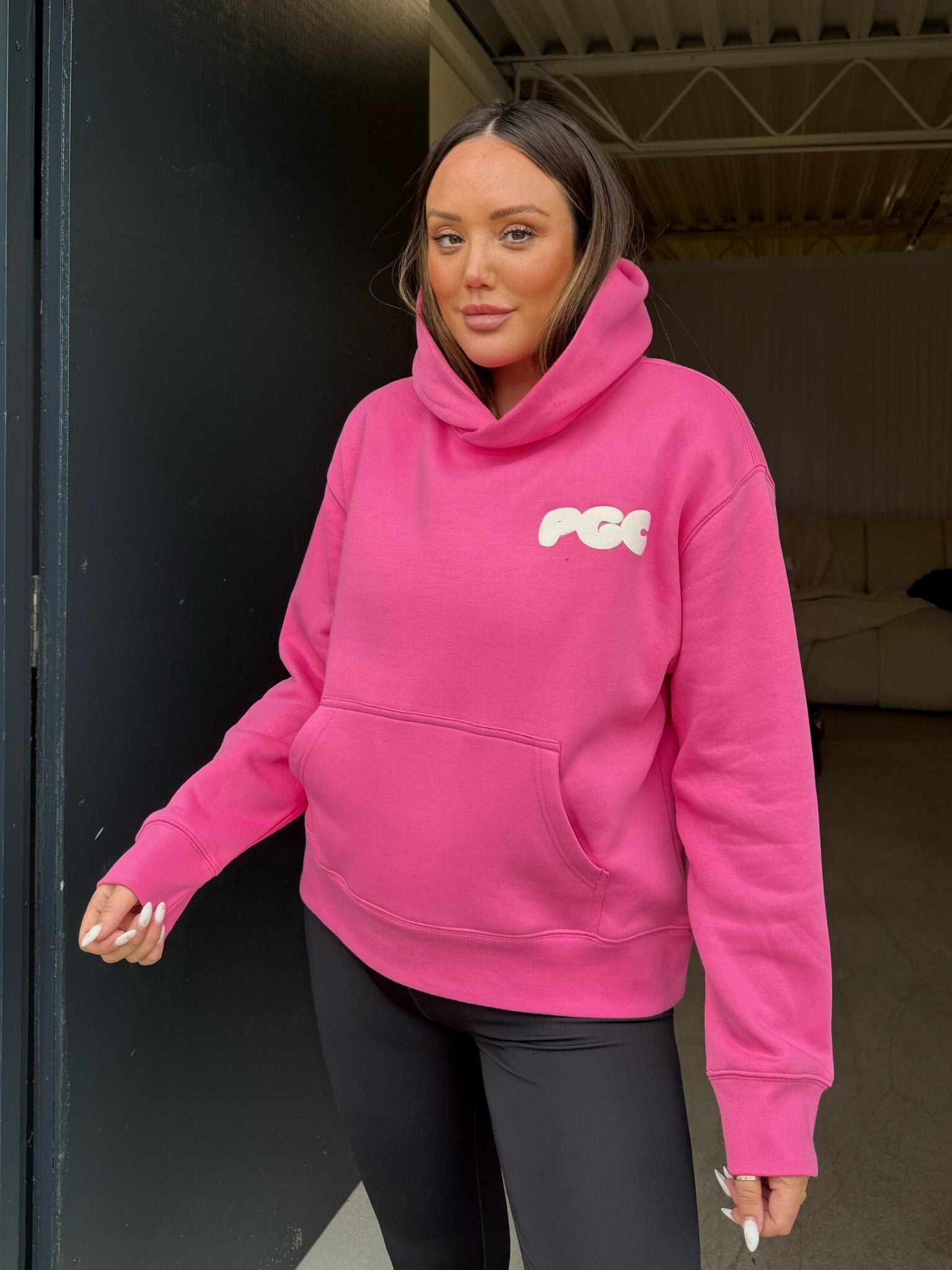 Relaxed Fit Bubble Logo Hoodie - Bubblegum Pink/White