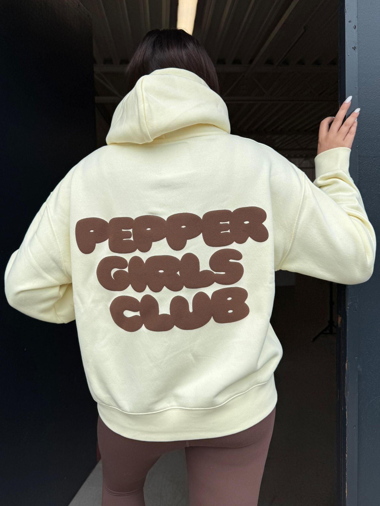 Relaxed Fit Bubble Logo Hoodie - Butter Yellow/Chocolate