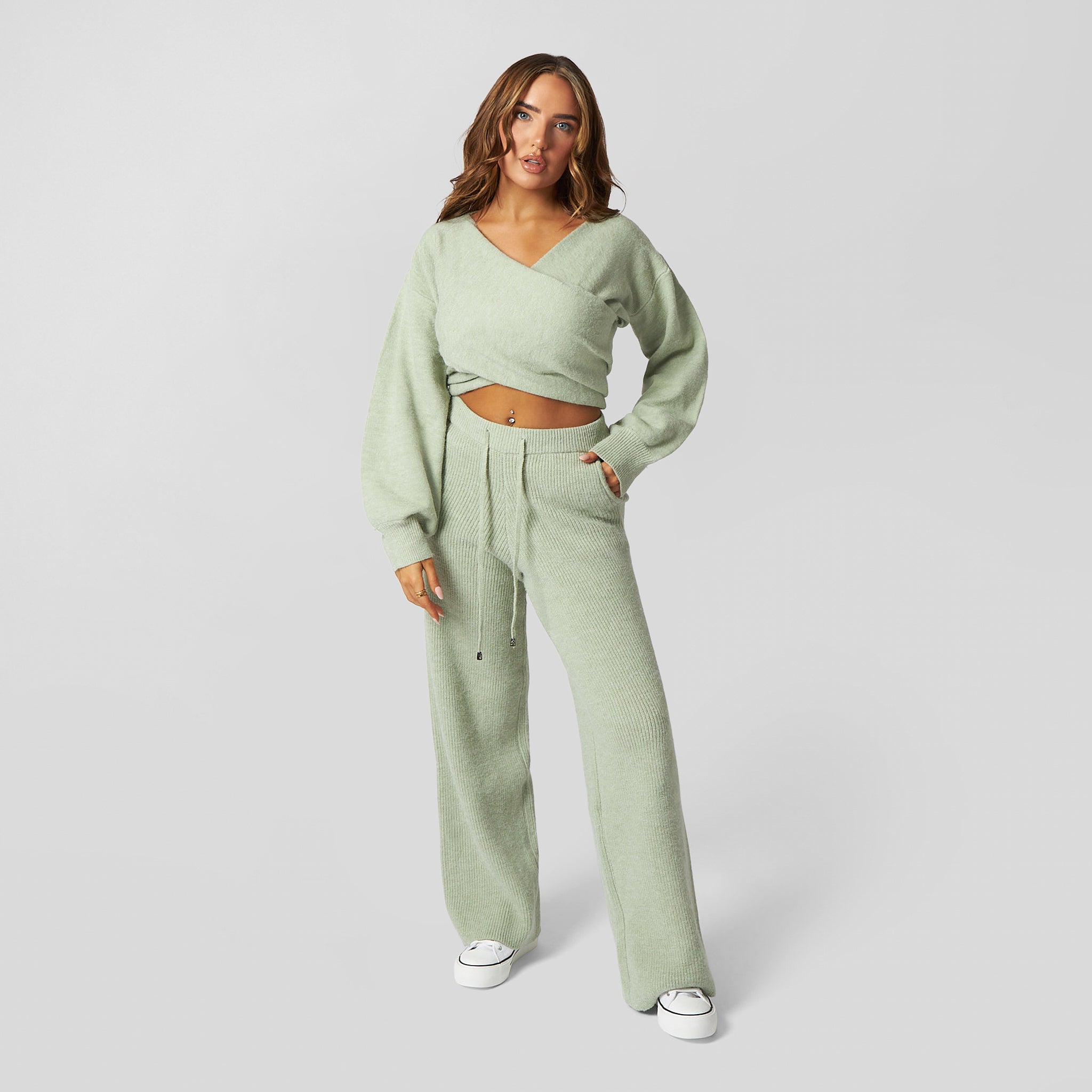 Pepper Girls Club - Knitted Wrap Top - Sage
