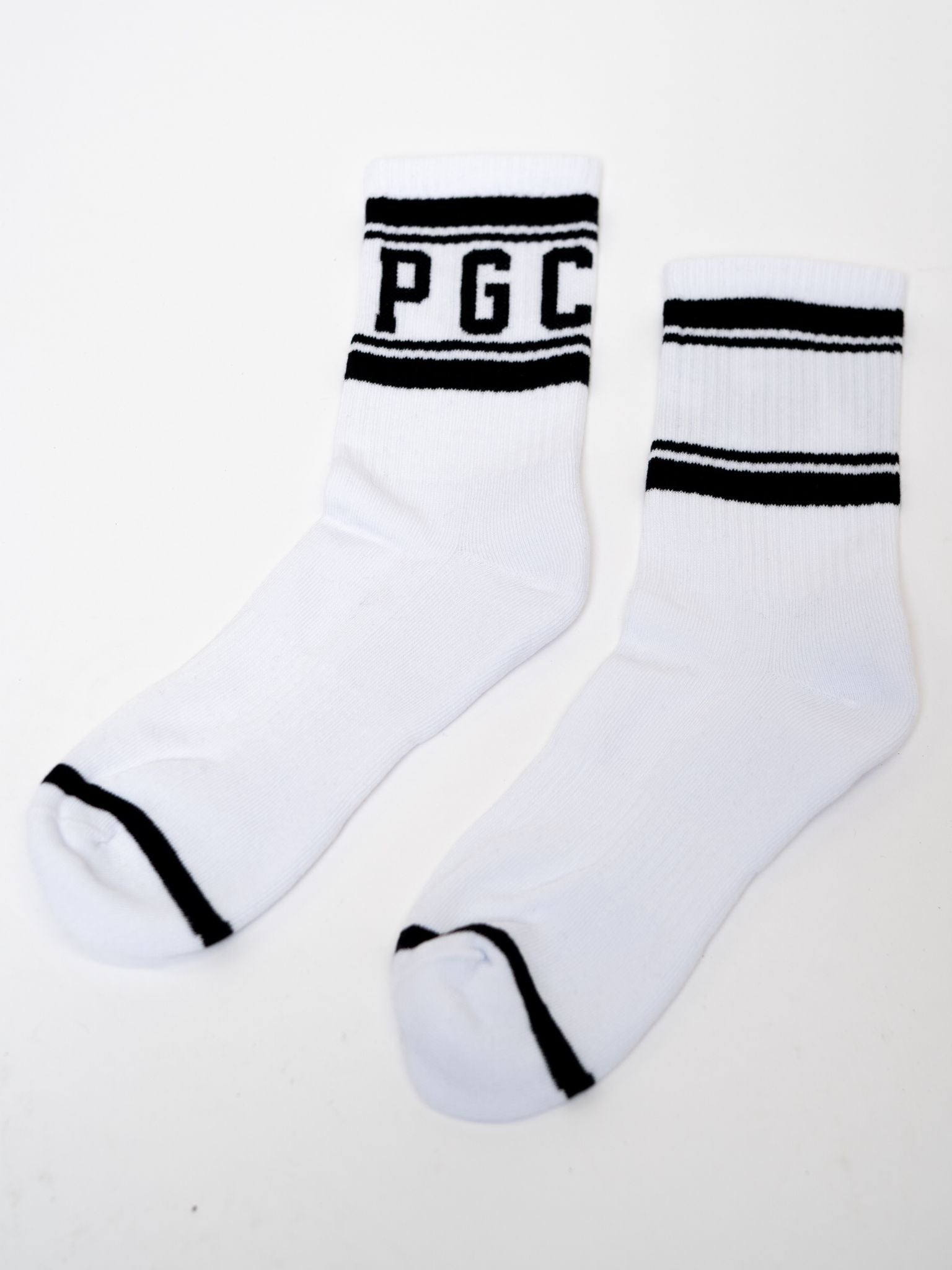 PGC Ankle Socks - White/Black - Front & Back