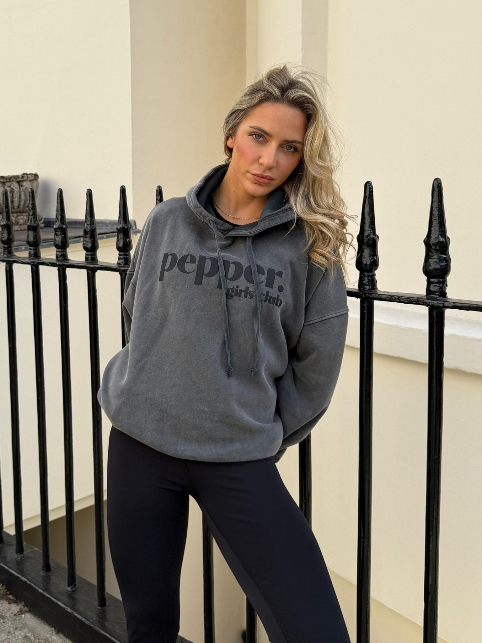 Pepper Girls Club Acid Wash Core Hoodie - Black - Lifestyle