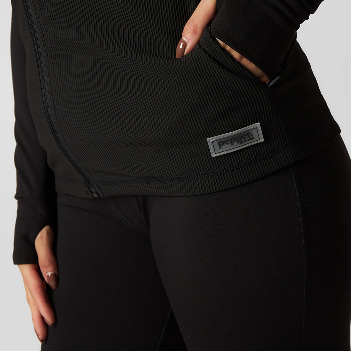 Pepper Girls Club Long Sleeved Sculpting Zip Up - Black