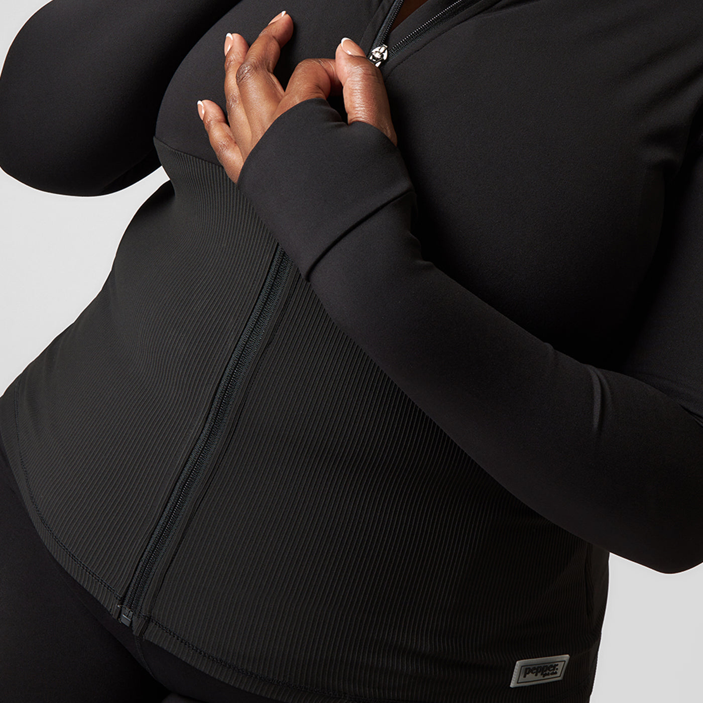 Pepper Girls Club Long Sleeved Sculpting Zip Up - Black