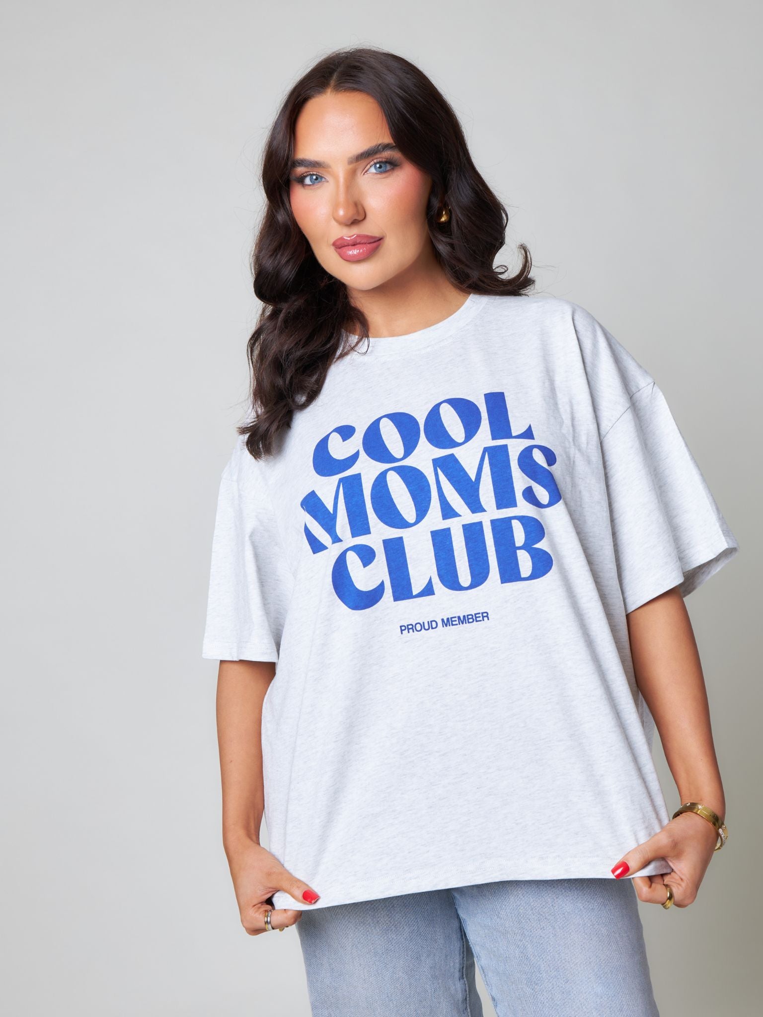 Pepper Girls Club Oversized T-Shirt - Grey Marl