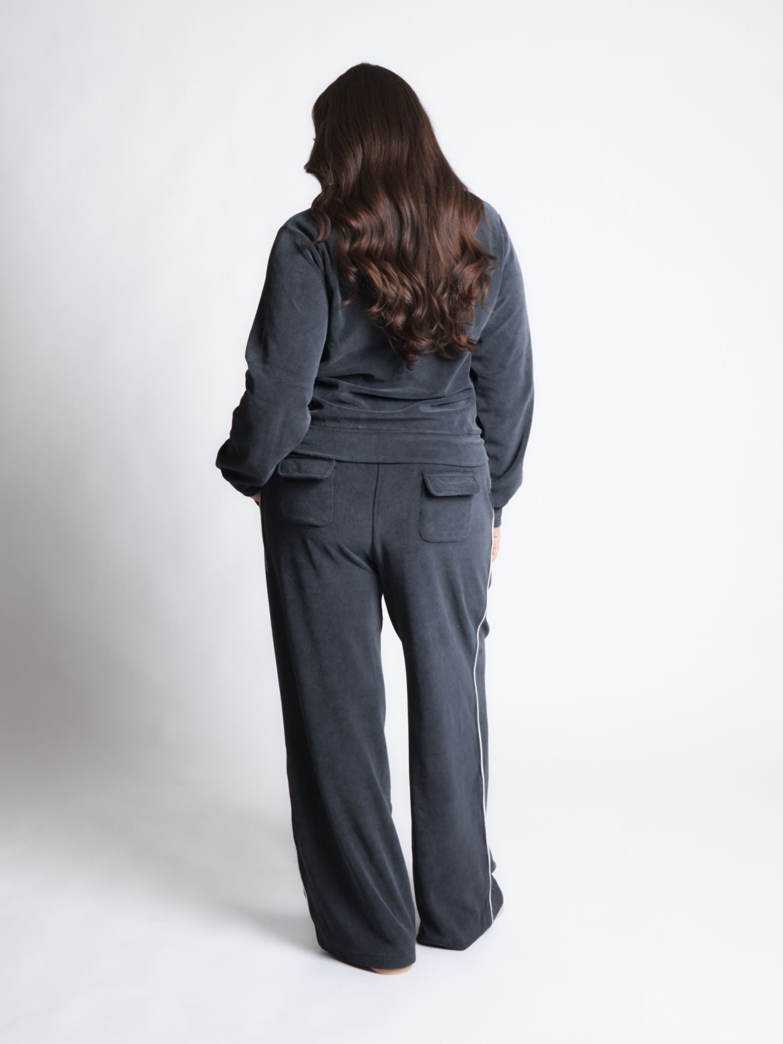 Pepper Girls Club Velour Acid Wash Pants - Black