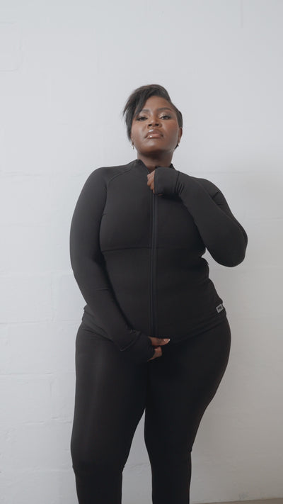 Pepper Girls Club Long Sleeved Sculpting Zip Up - Black - Video