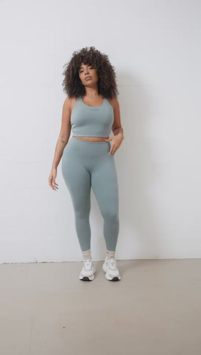 Pepper Girls Club Sage High Impact Sports Bra  & 7/8 Leggings Set - Video