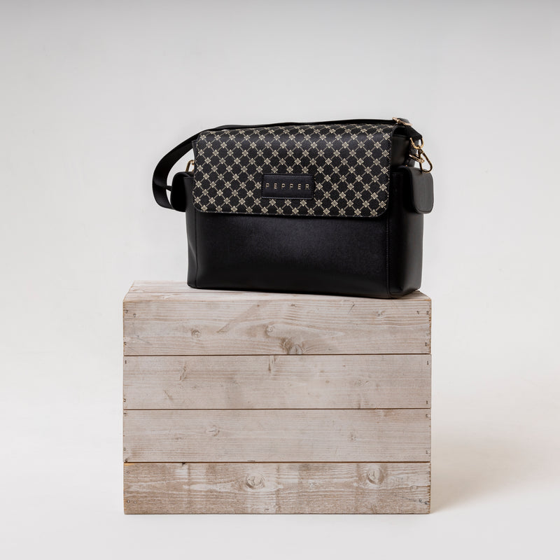 Changing Bag - Black leather and nylon diaper bag | Fendi